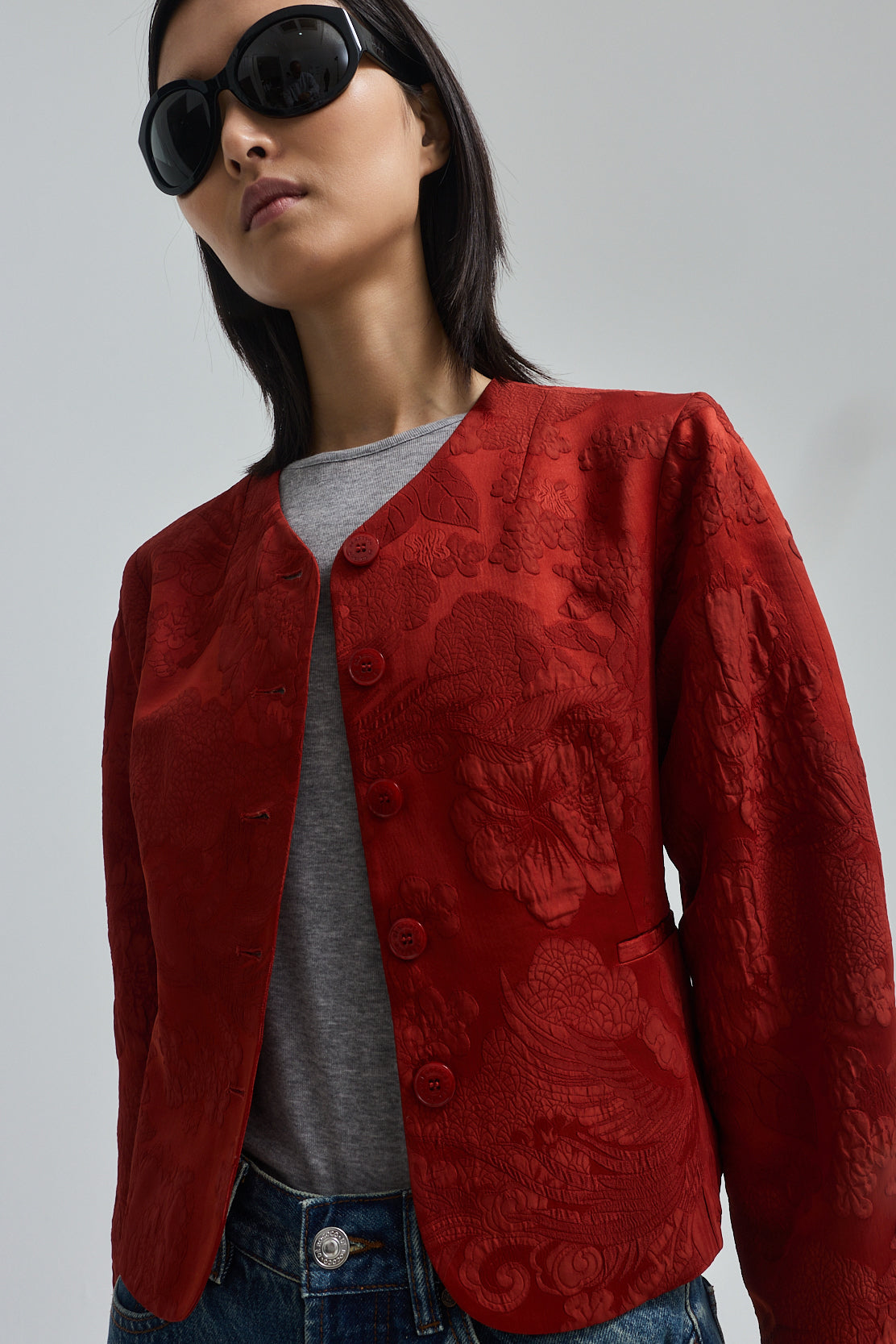 Cropped Jacquard Jacket