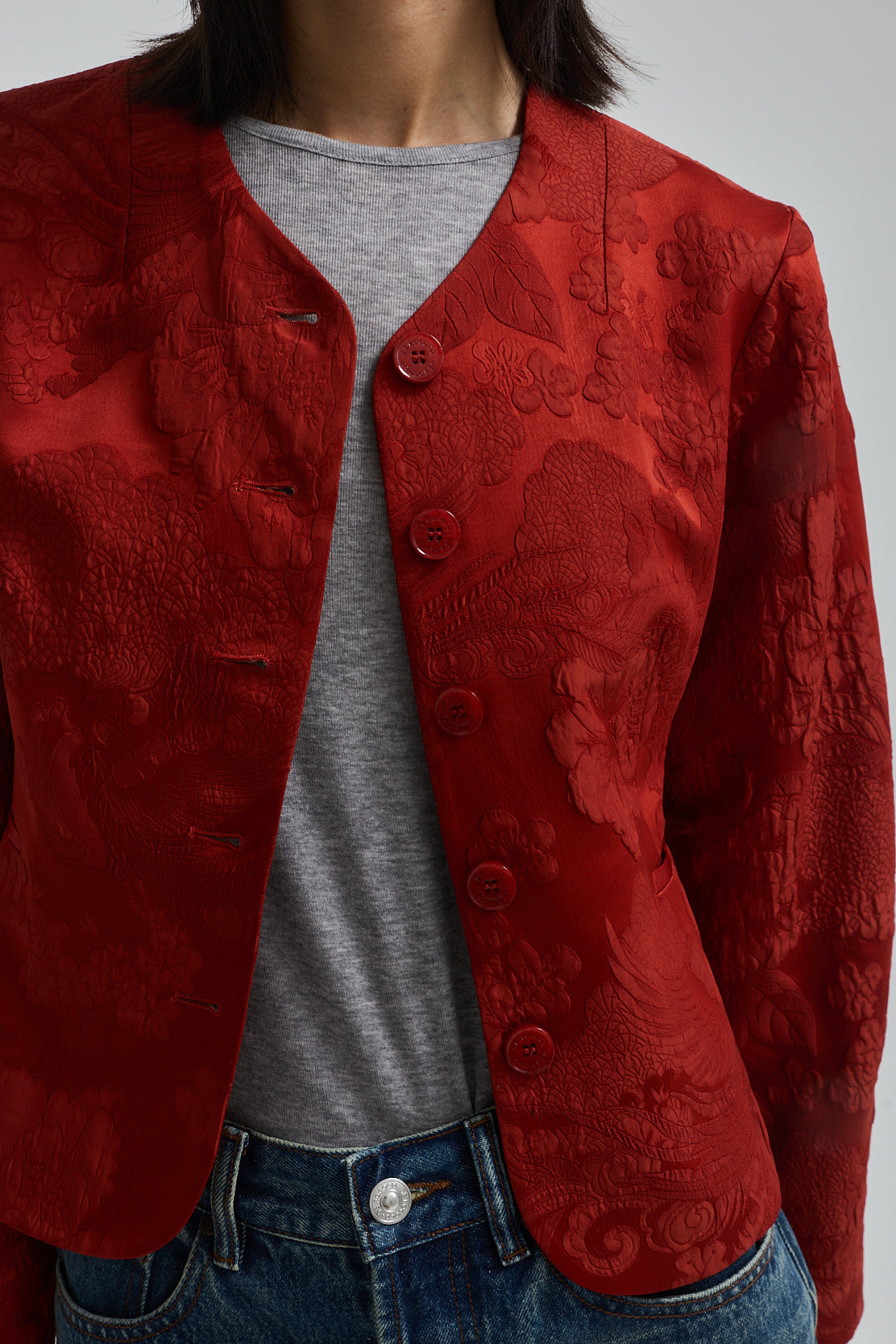 Cropped Jacquard Jacket