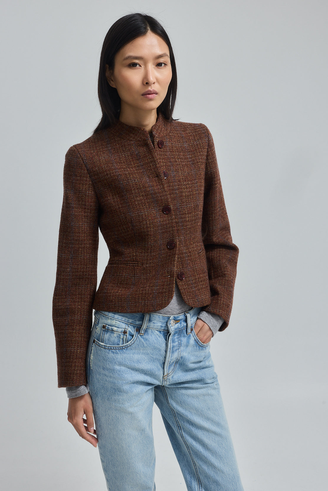 Mandarin Collar Wool Jacket