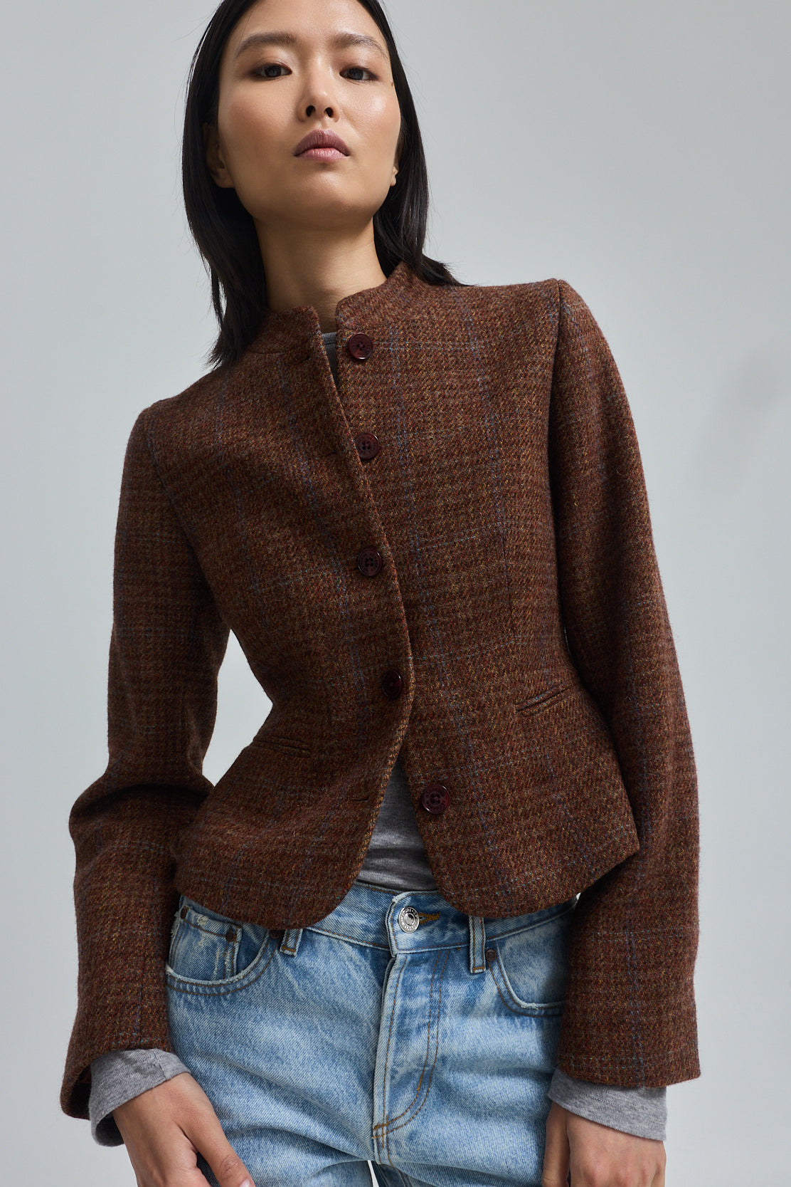 Mandarin Collar Wool Jacket