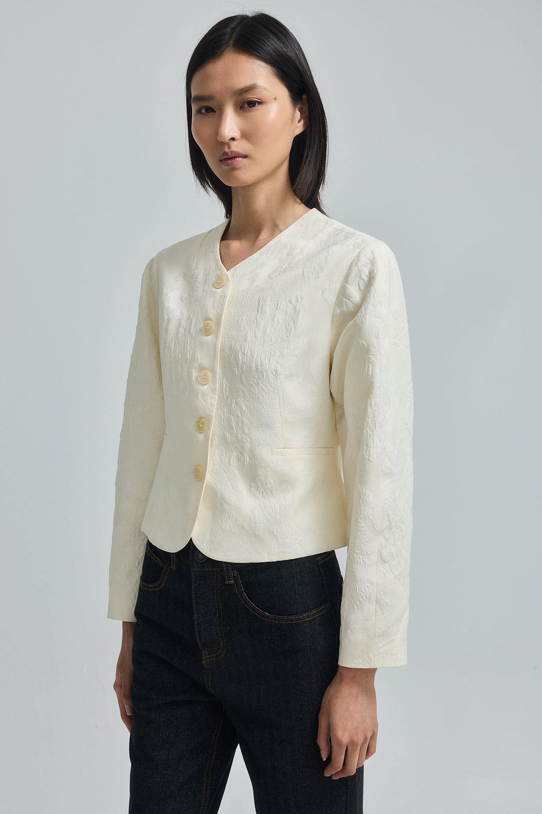 Cropped Jacquard Jacket