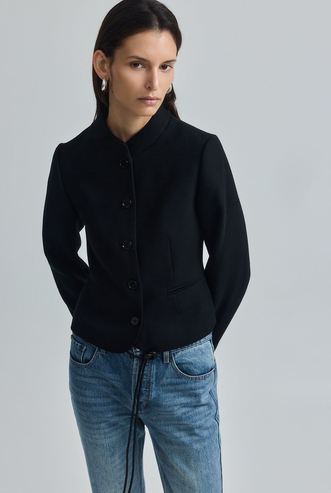 Mandarin Collar Wool Jacket