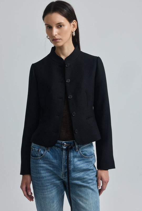 Mandarin Collar Wool Jacket