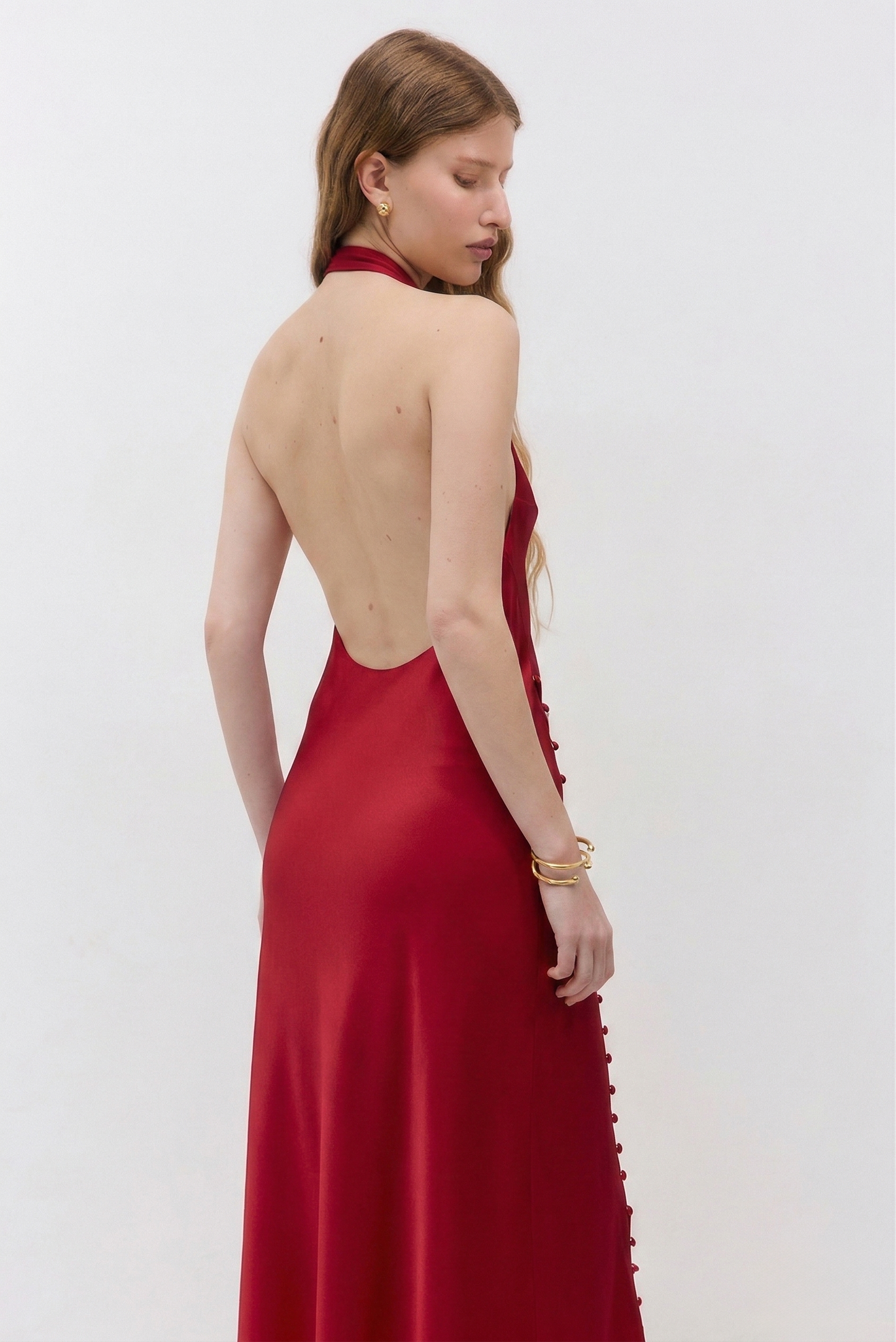 Satin Drape Maxi Dress