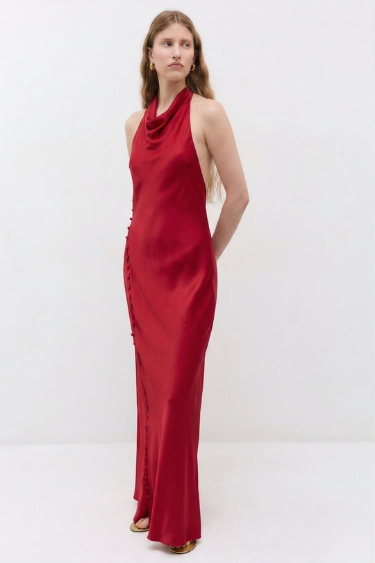 Satin Drape Maxi Dress