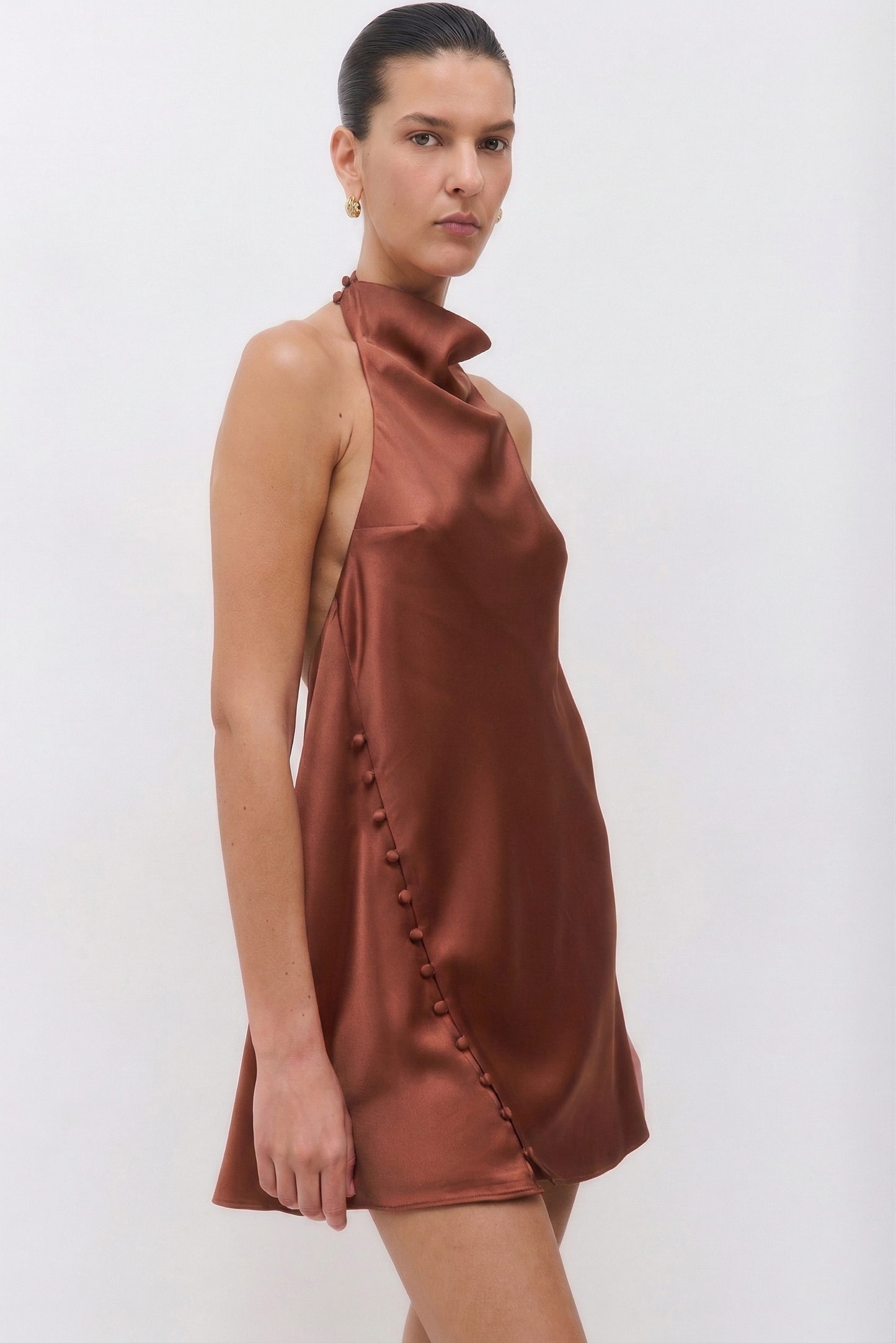 Satin Drape Mini Dress