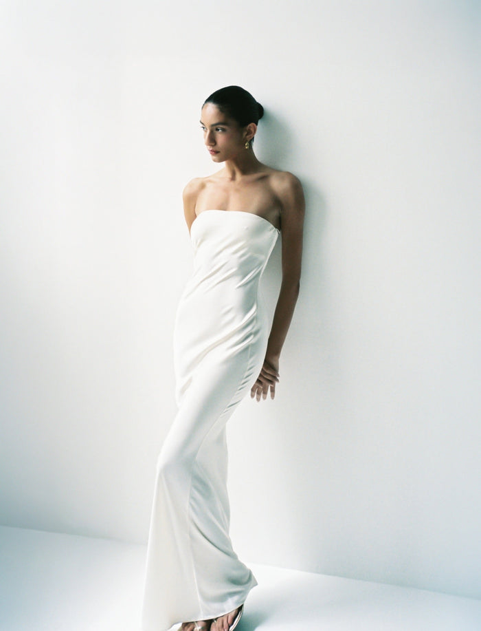 Satin Strapless Maxi Dress