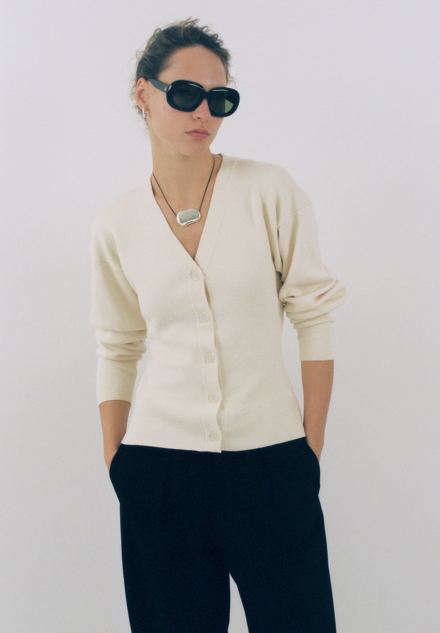 Cinched V Neck Cardigan