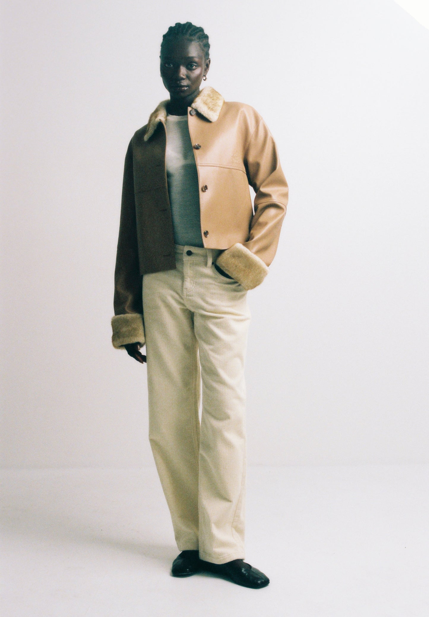 Mid Waist Corduroy Pants