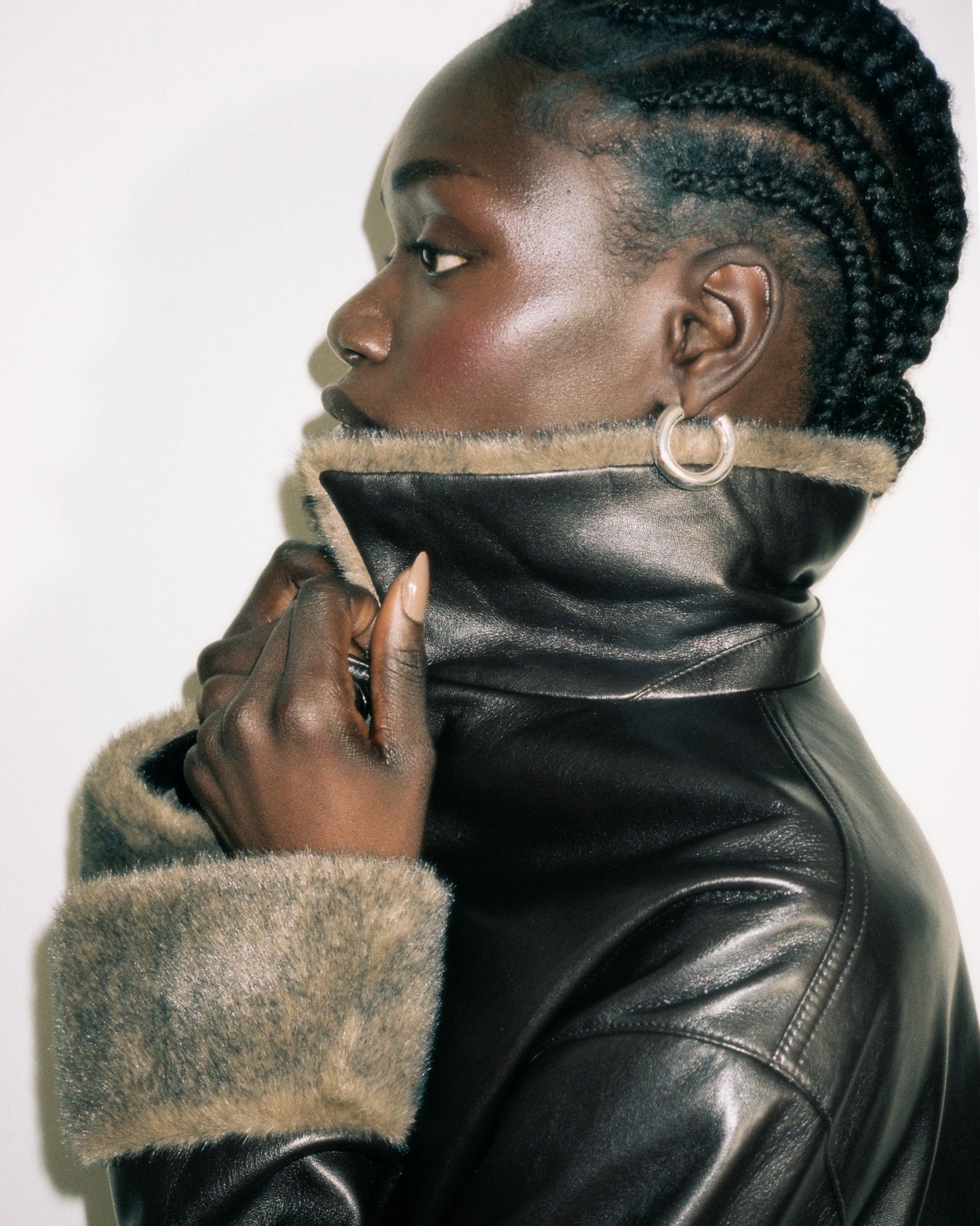 Vegan Leather Faux Fur Jacket