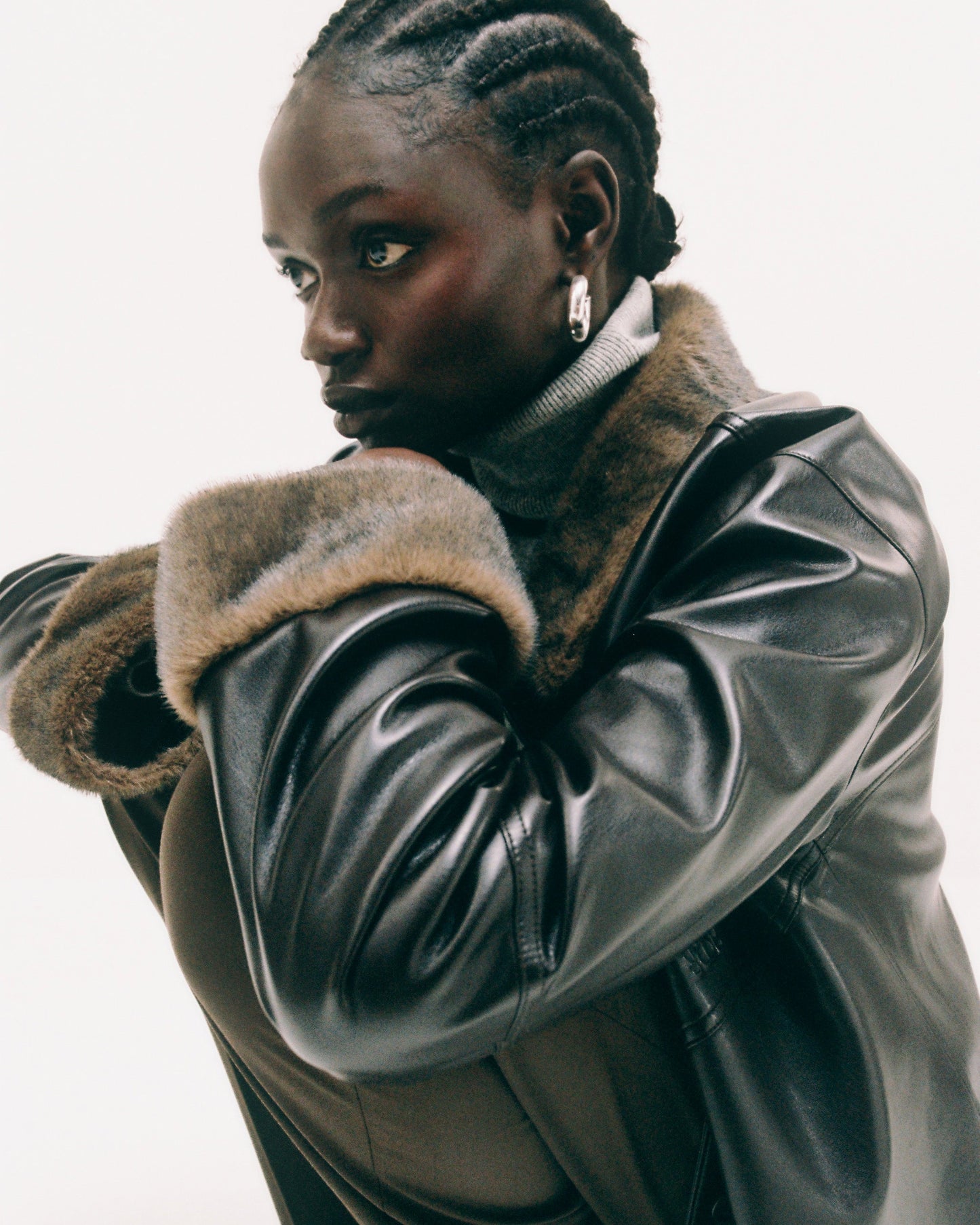 Vegan Leather Faux Fur Jacket