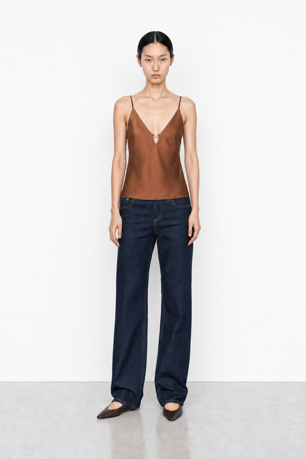 Satin V Neck Tank Top