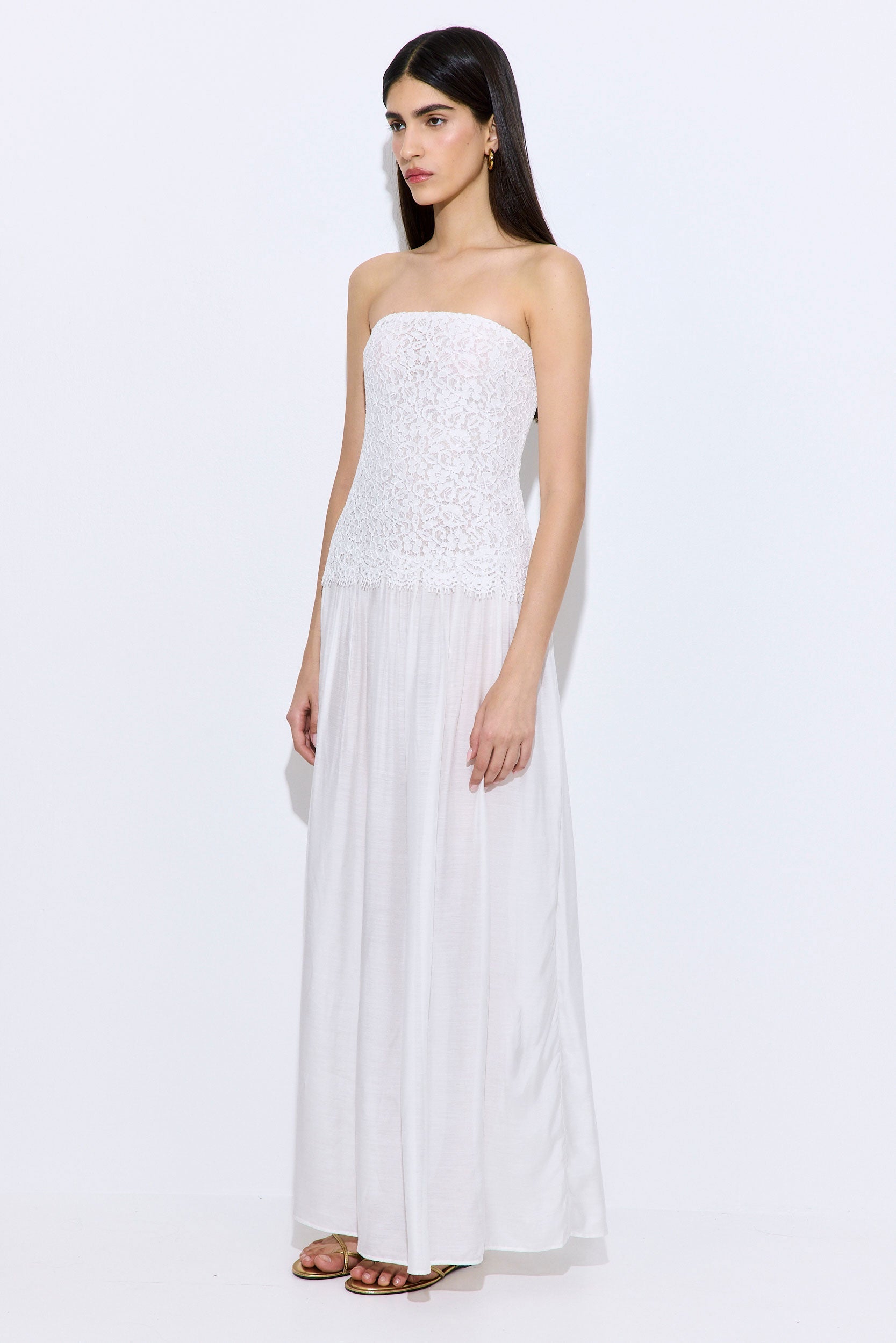 Lace Drop Waist Maxi Dress Off White / XS - Off White Lace Drop Waist Maxi Dress Off White / XS - Off White