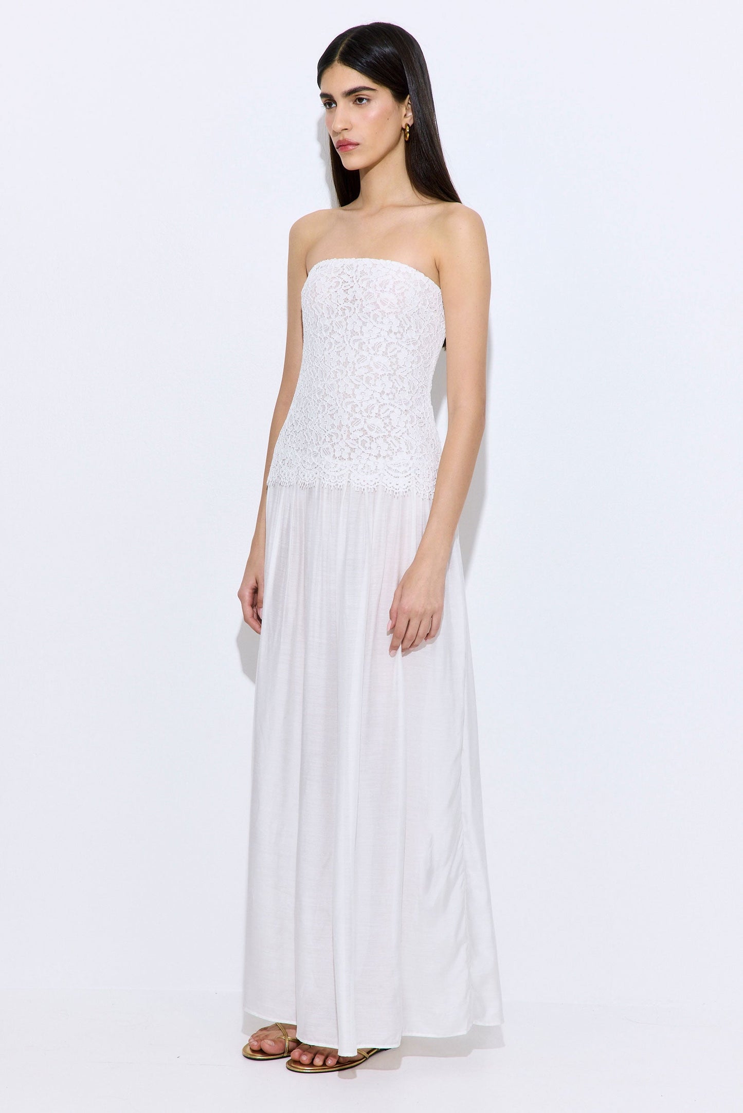 Lace Drop Waist Maxi Dress Off White / Xs - Off White - D Rococo Lace Drop Waist Maxi Dress Off White / Xs - Off White - D Rococo
