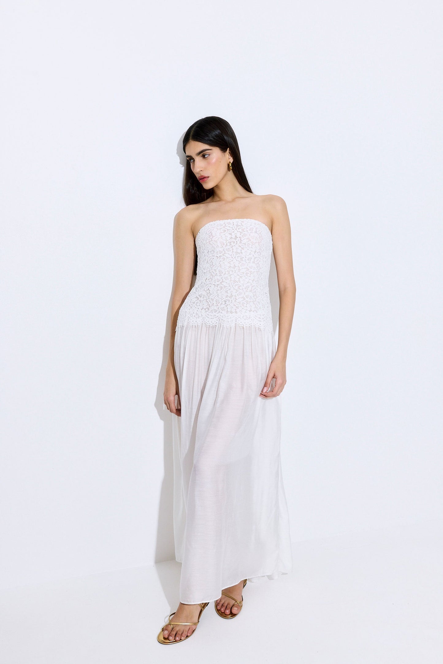 Lace Drop Waist Maxi Dress