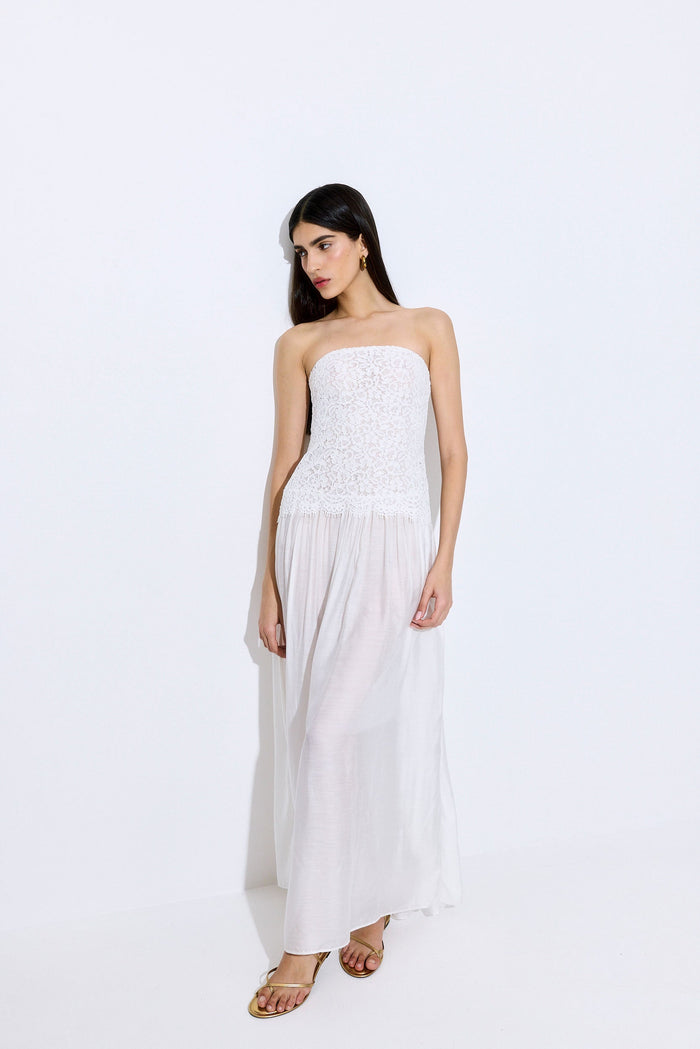 Lace Drop Waist Maxi Dress