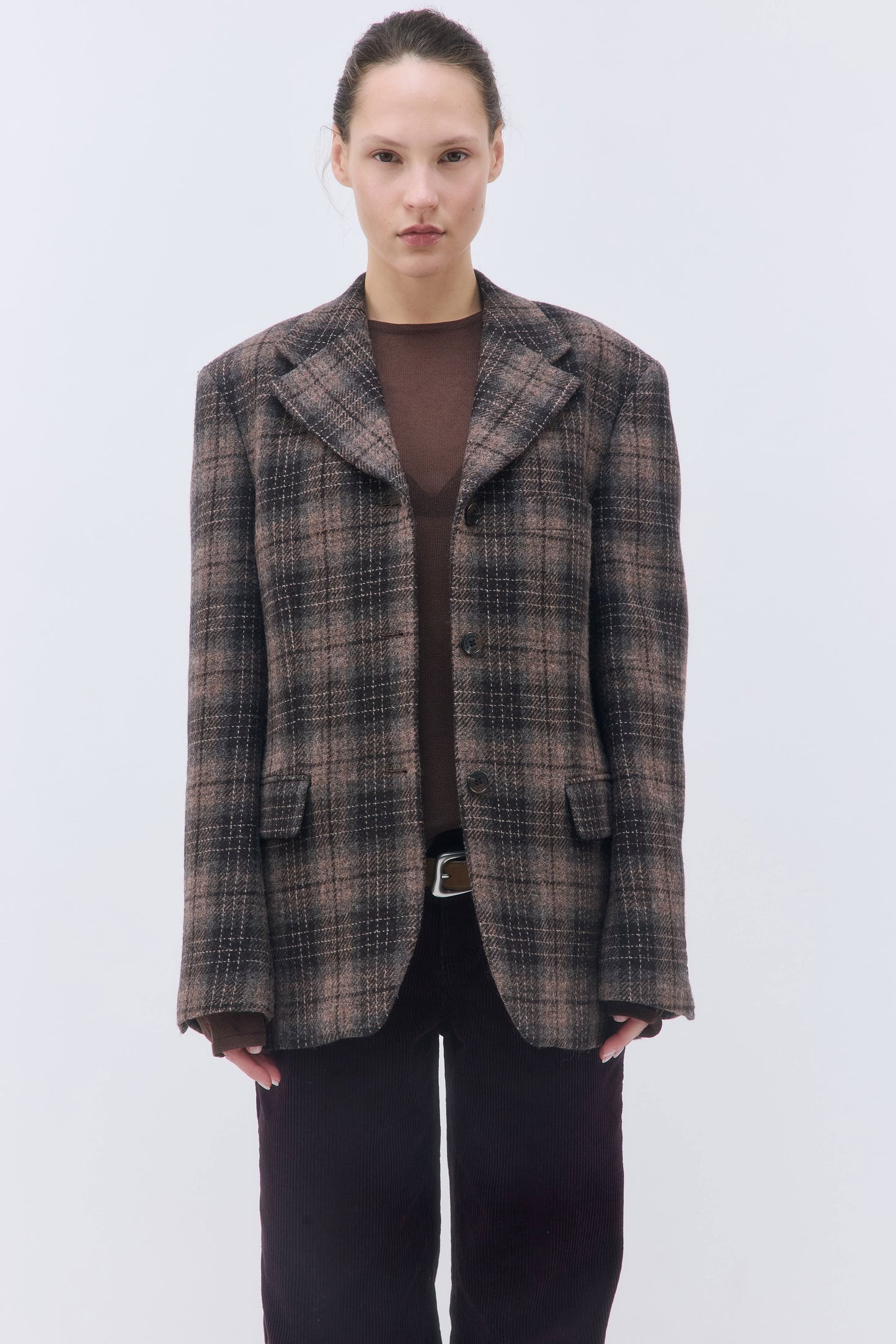 Tailored Wool Plaid Jacket