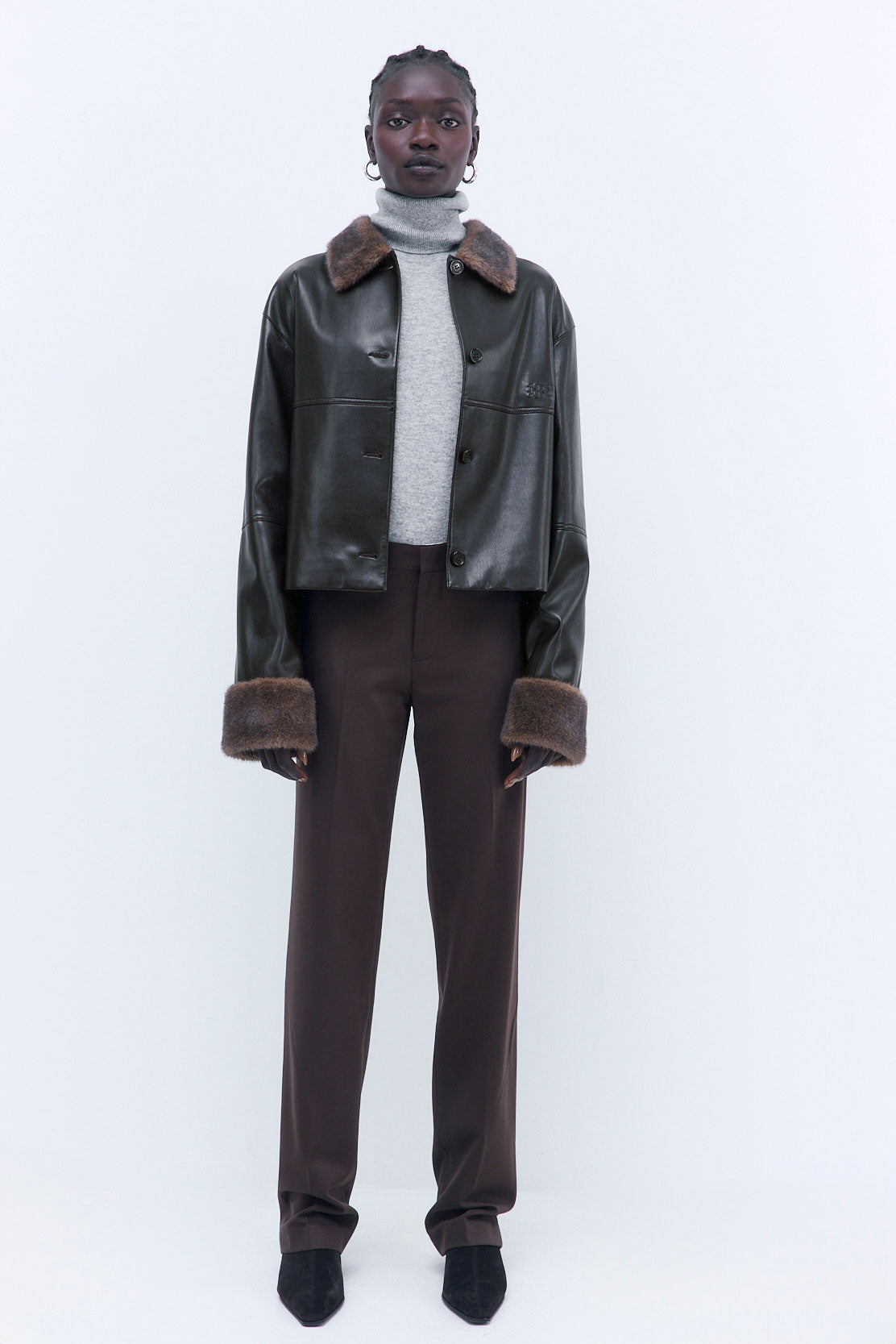 Vegan Leather Faux Fur Jacket