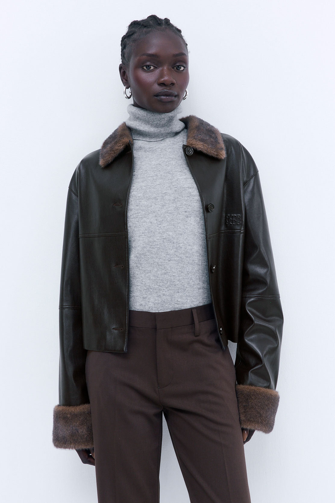 Vegan Leather Faux Fur Jacket