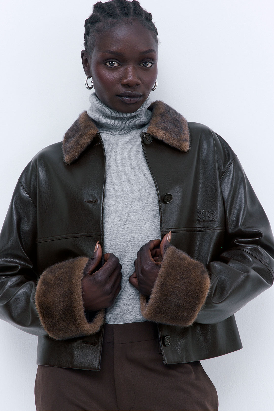 Vegan Leather Faux Fur Jacket