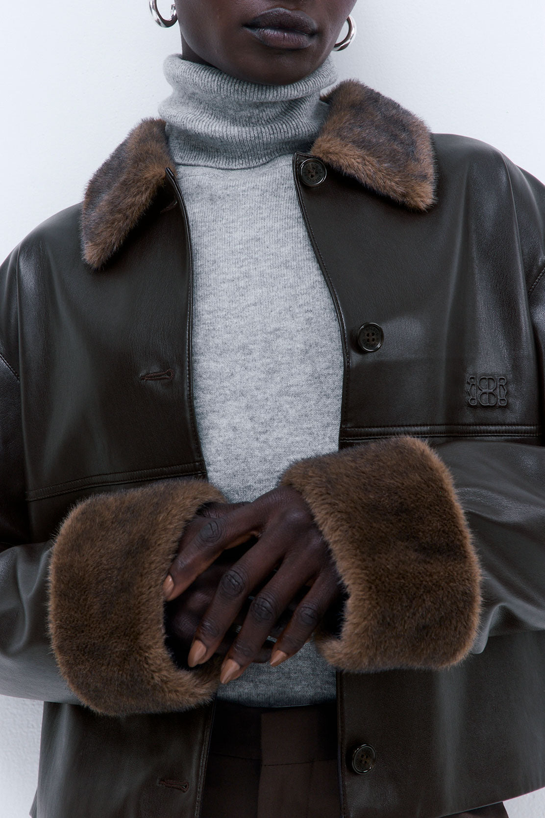 Vegan Leather Faux Fur Jacket