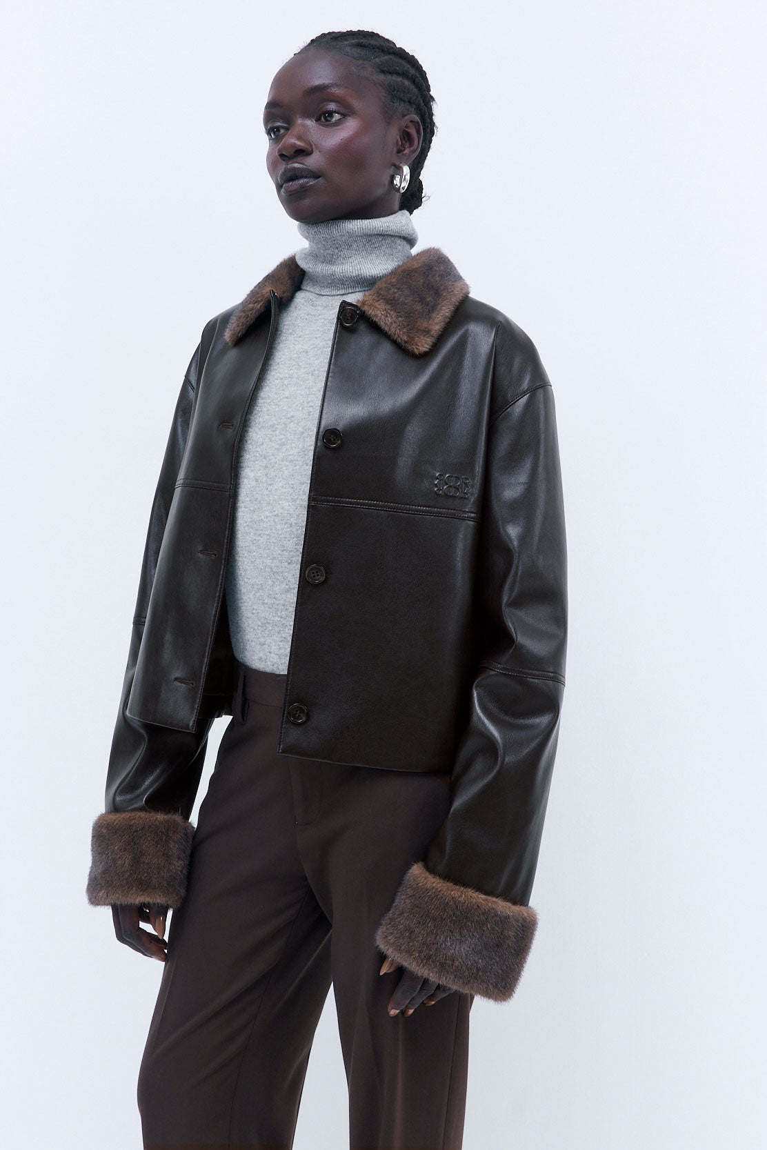 Vegan Leather Faux Fur Jacket