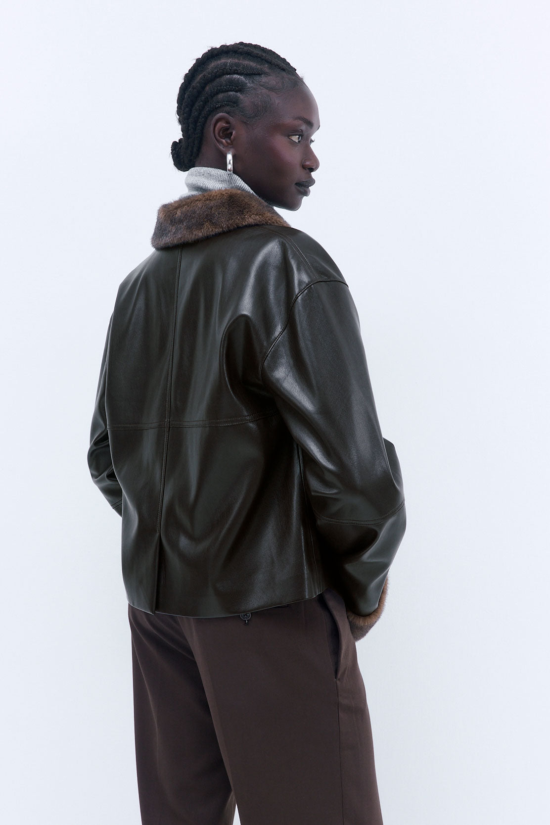 Vegan Leather Faux Fur Jacket