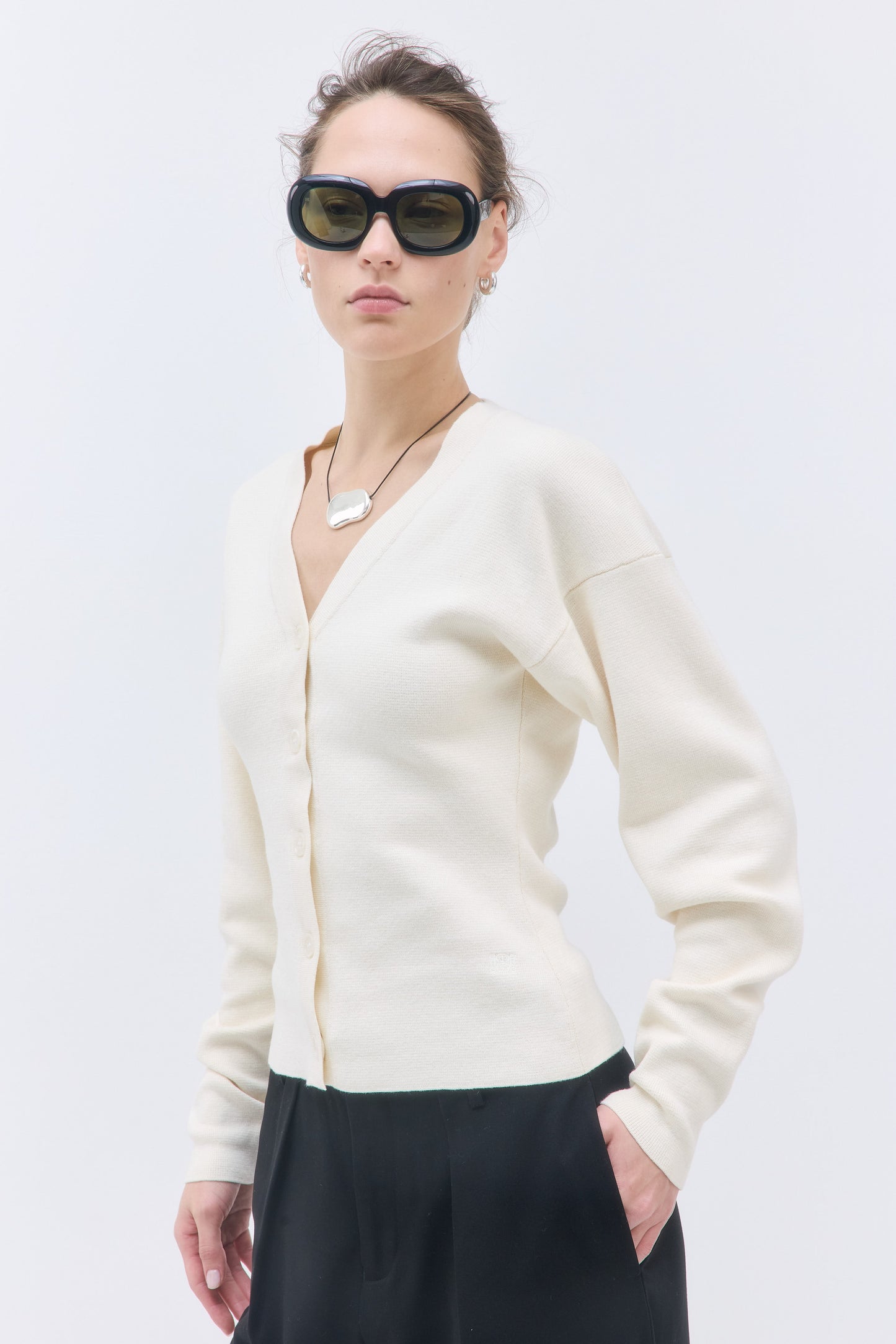 Cinched V Neck Cardigan