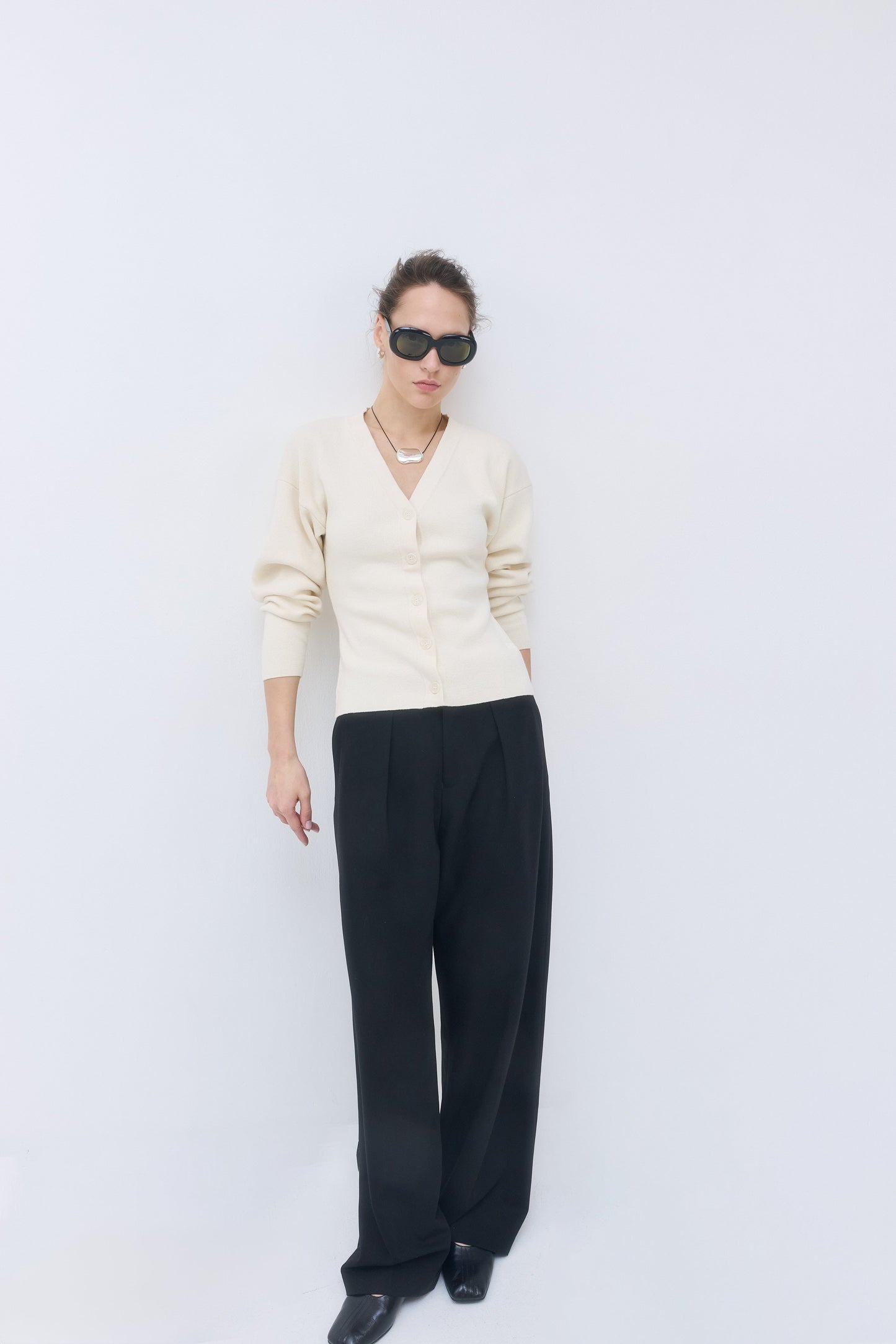 Cinched V Neck Cardigan