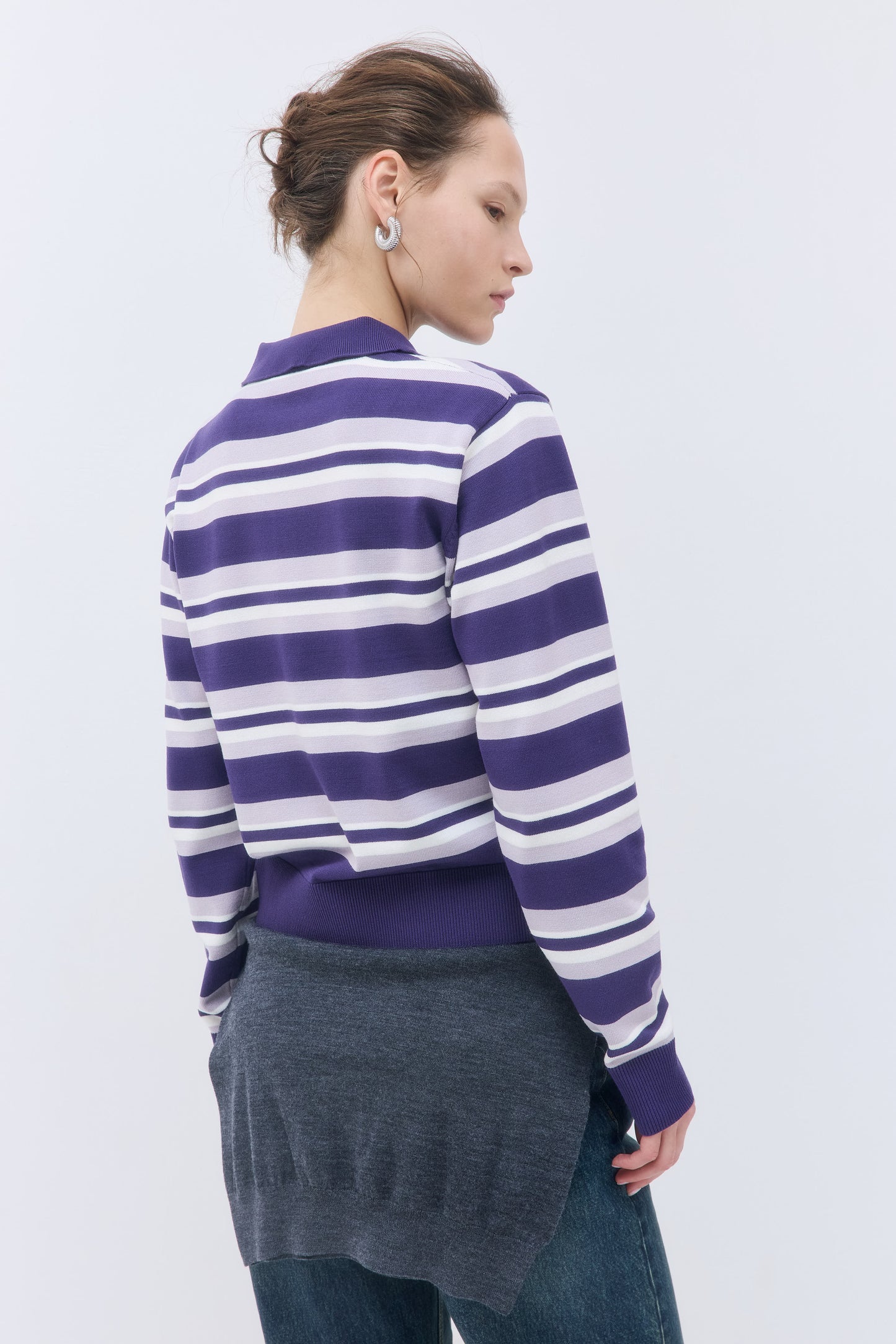 Long Sleeved Knitted Polo Shirt