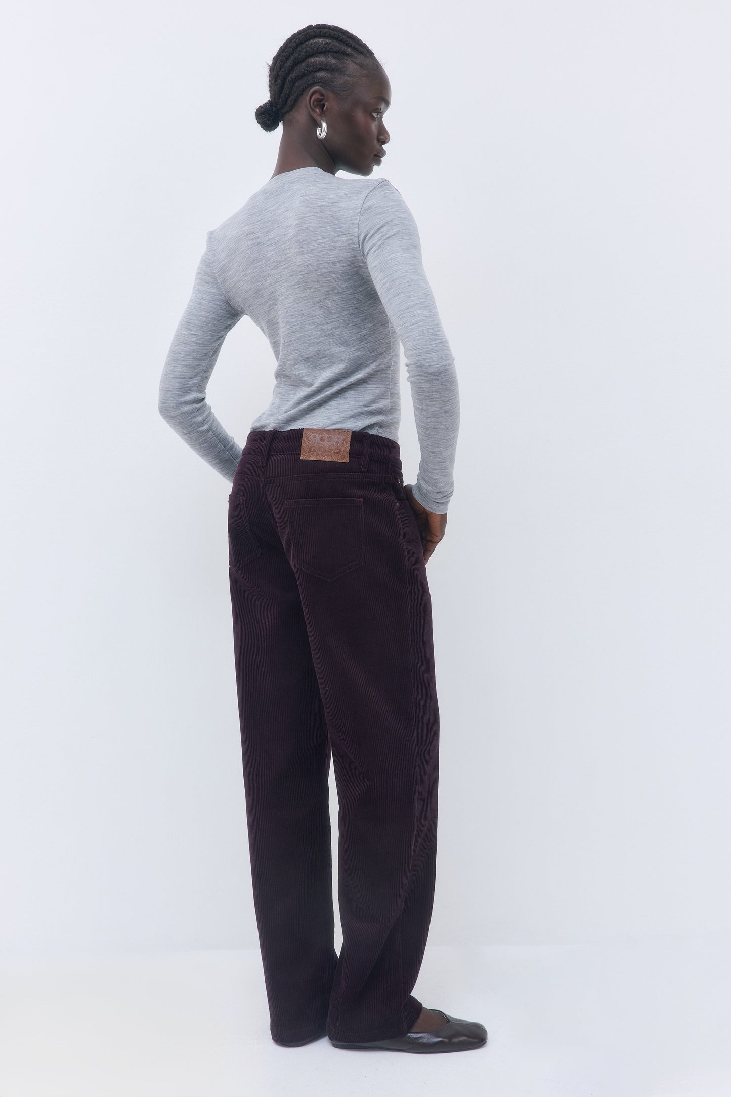 Mid Waist Corduroy Pants