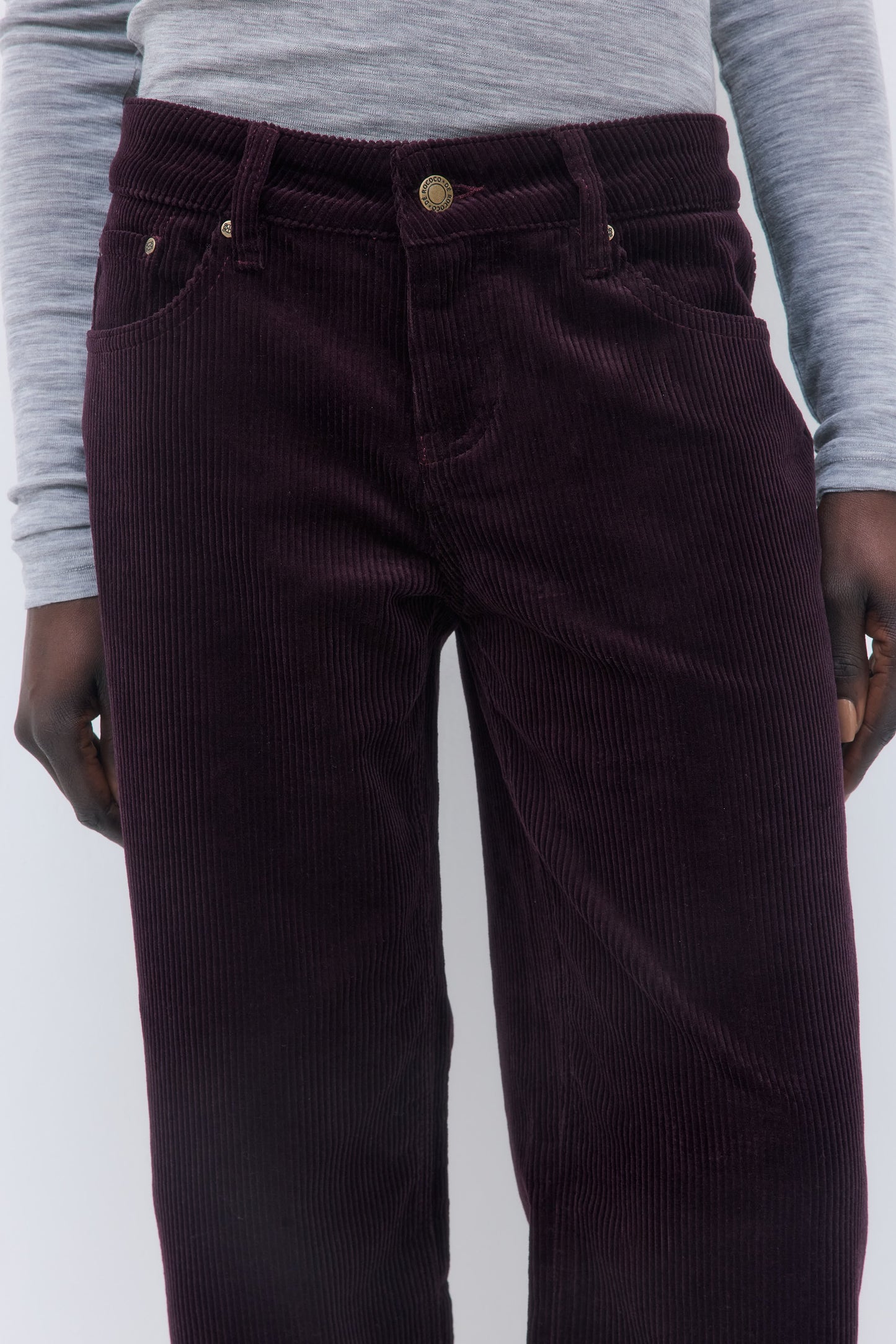 Mid Waist Corduroy Pants