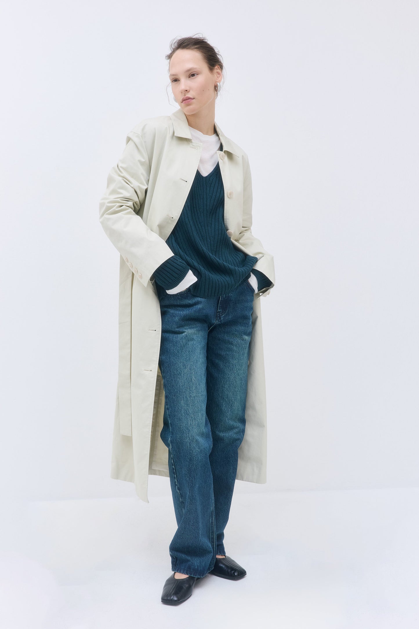 Deep V Neck Ribbed Sweater