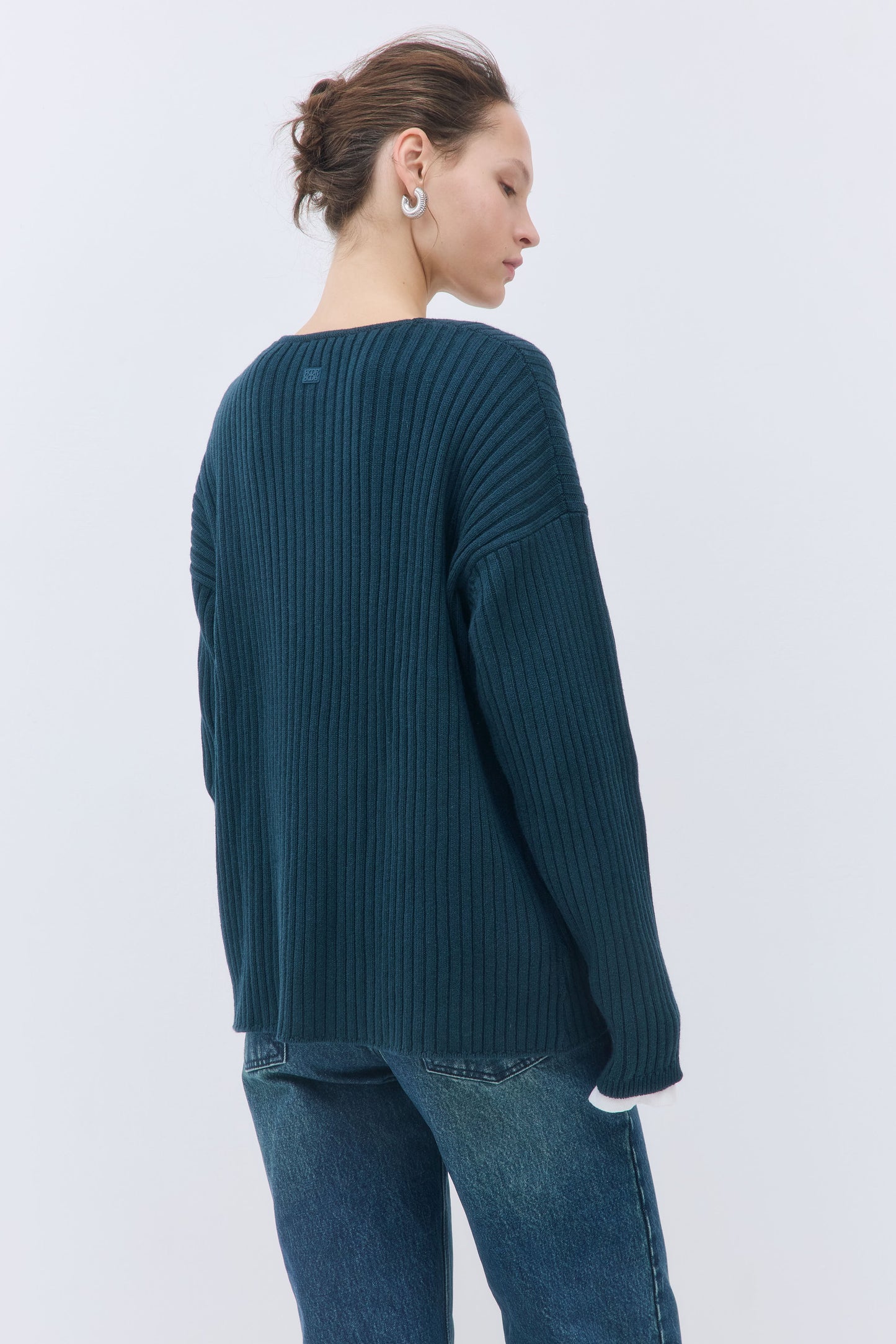 Deep V Neck Ribbed Sweater