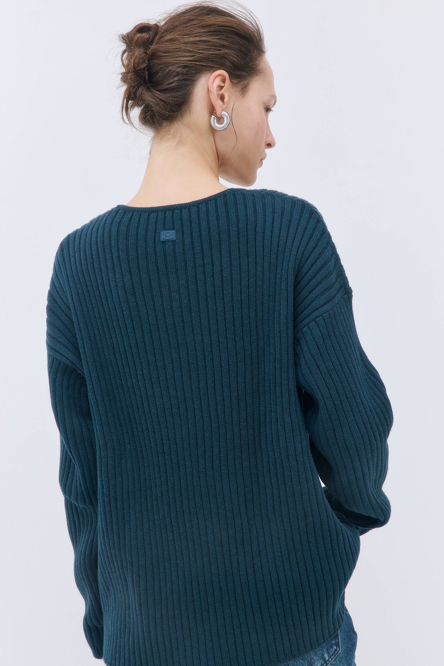 Deep V Neck Ribbed Sweater