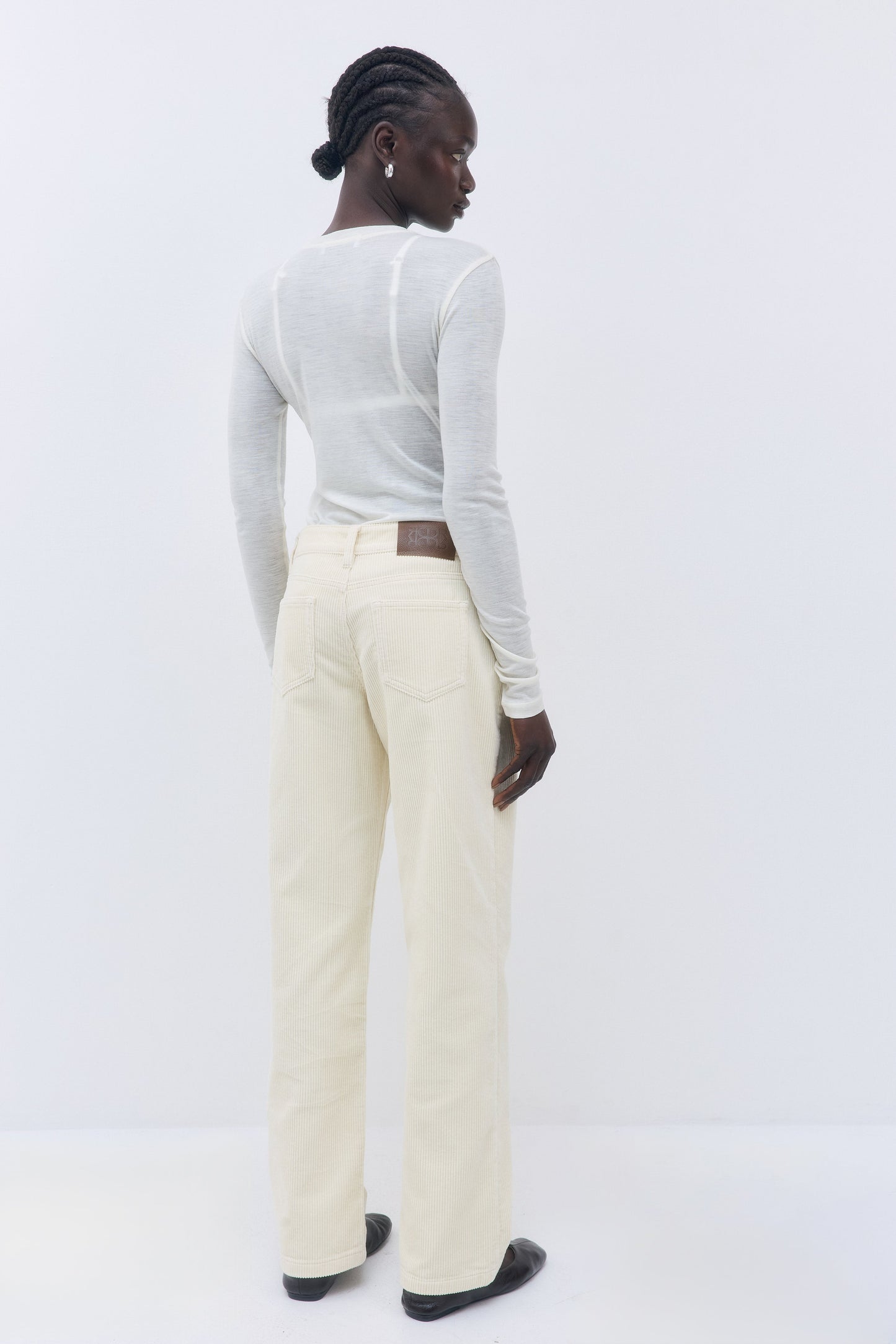 Mid Waist Corduroy Pants