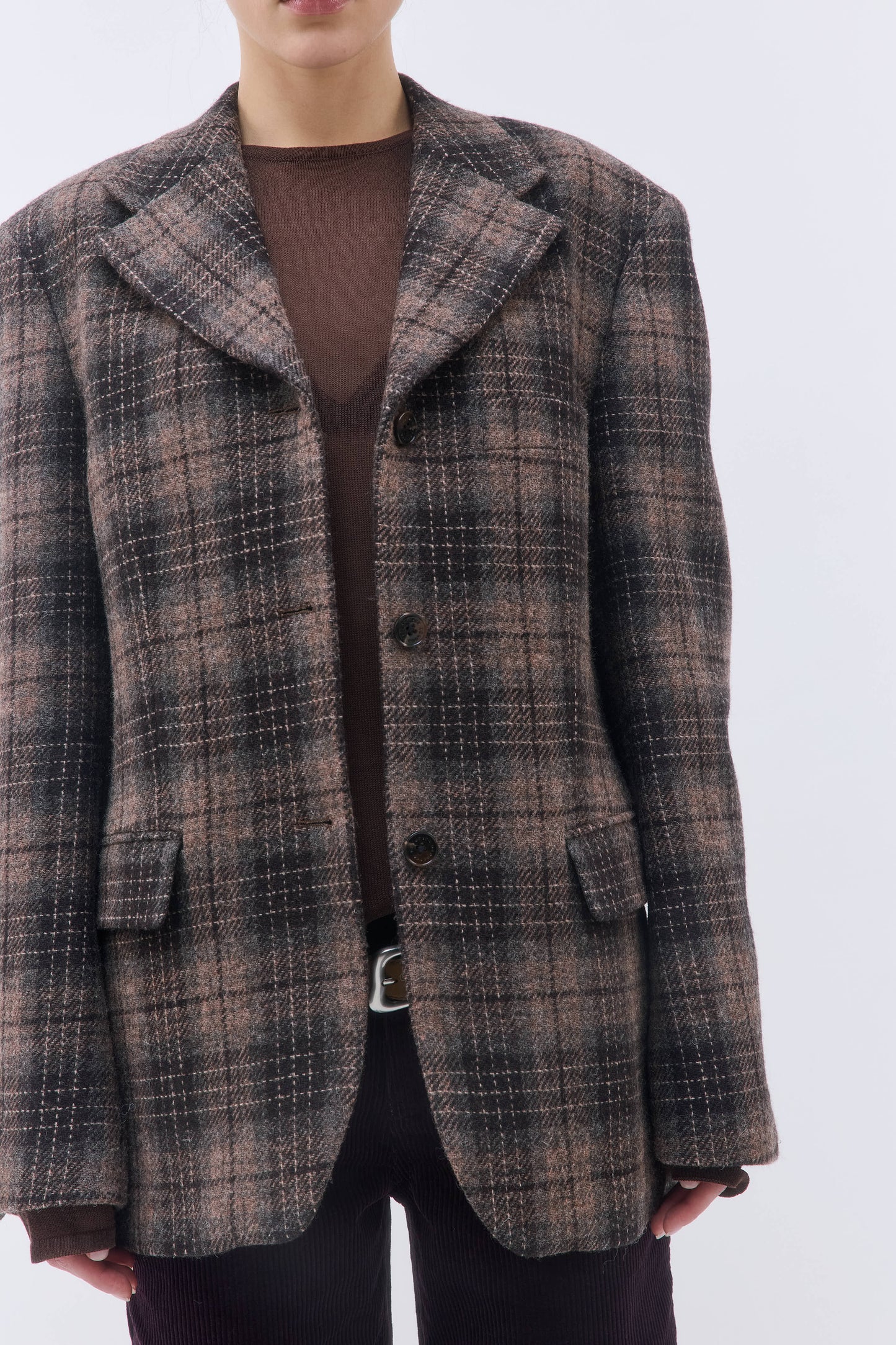 Tailored Wool Plaid Jacket