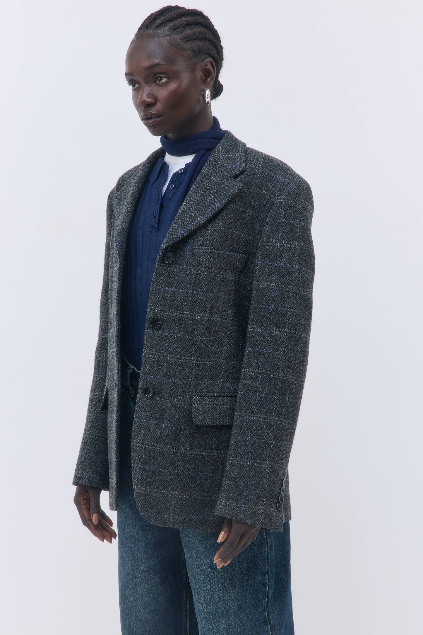 Tailored Wool Plaid Jacket