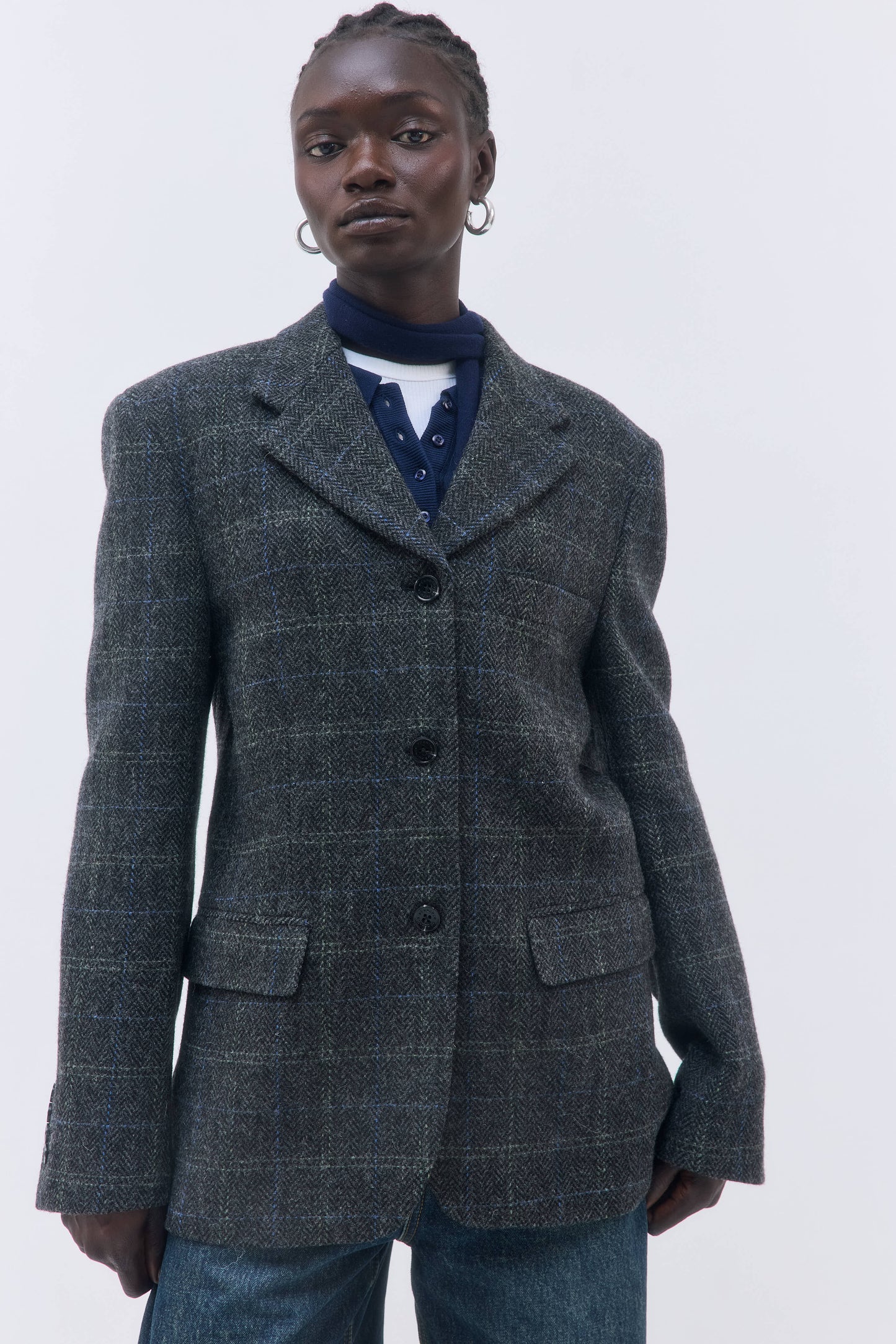Tailored Wool Plaid Jacket