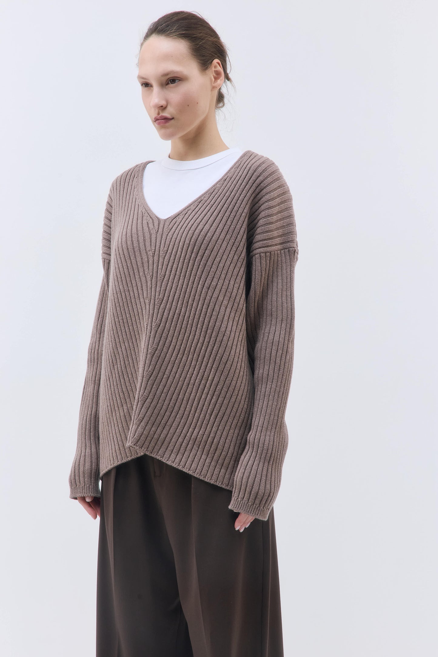 Deep V Neck Ribbed Sweater
