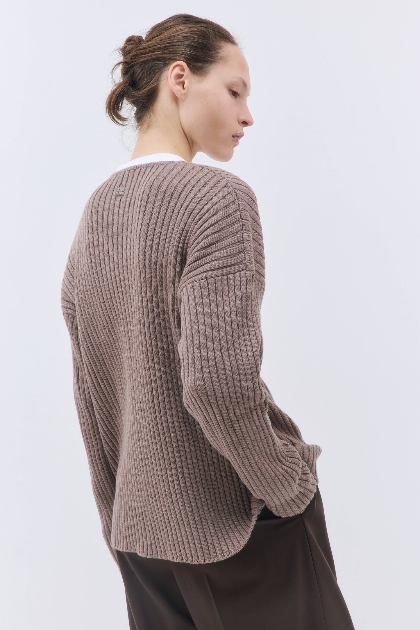 Deep V Neck Ribbed Sweater