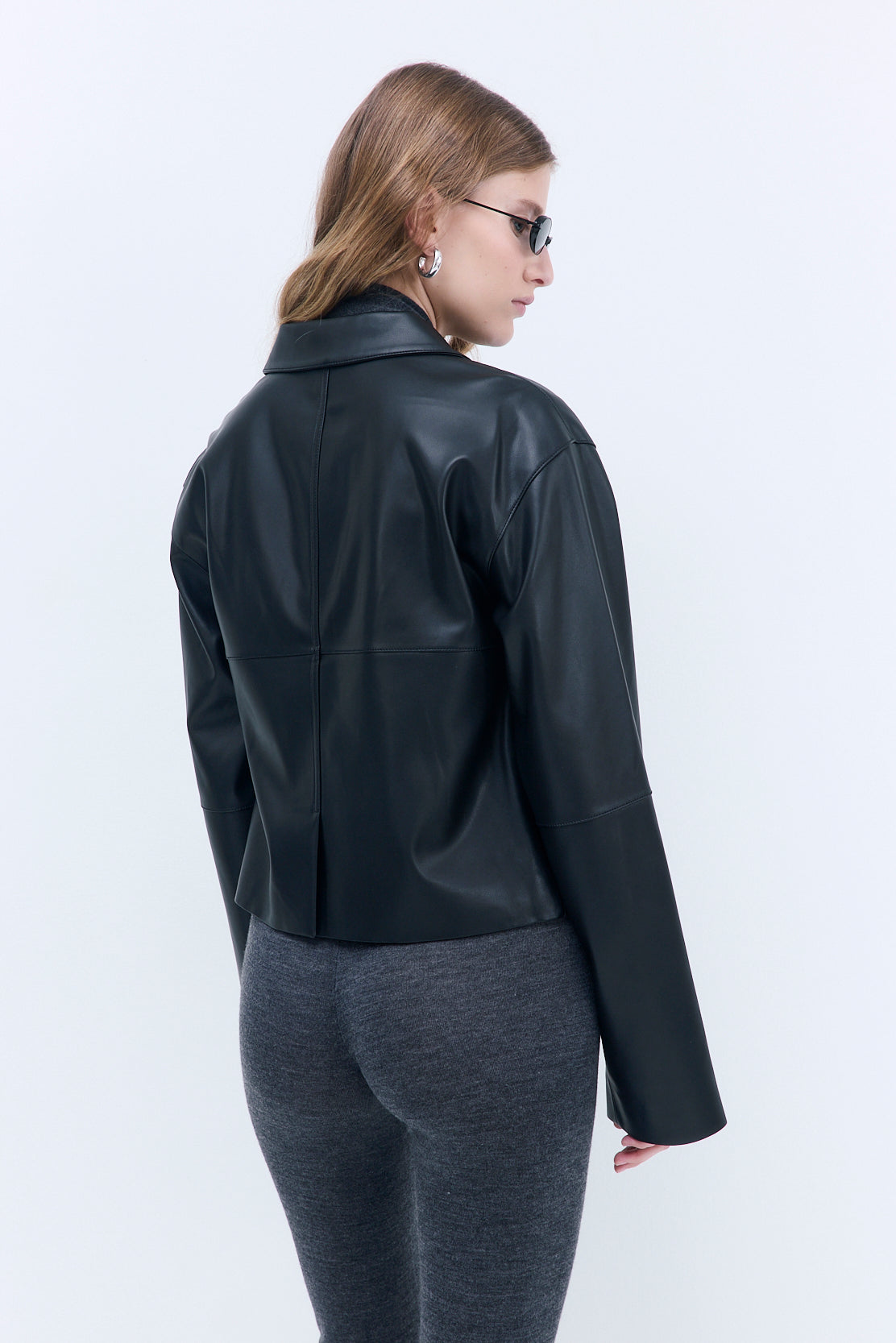 Stitch Detail Vegan Leather Jacket