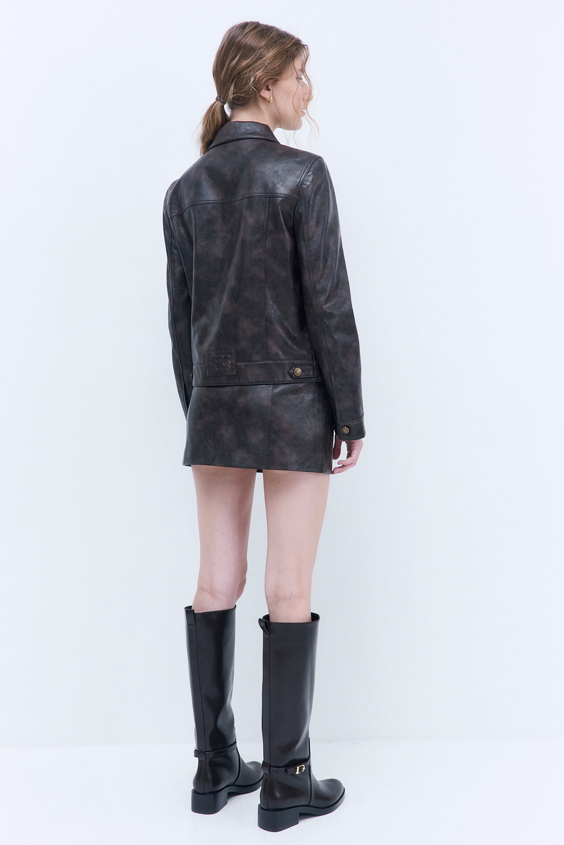 Vegan Leather Denim Fit Jacket