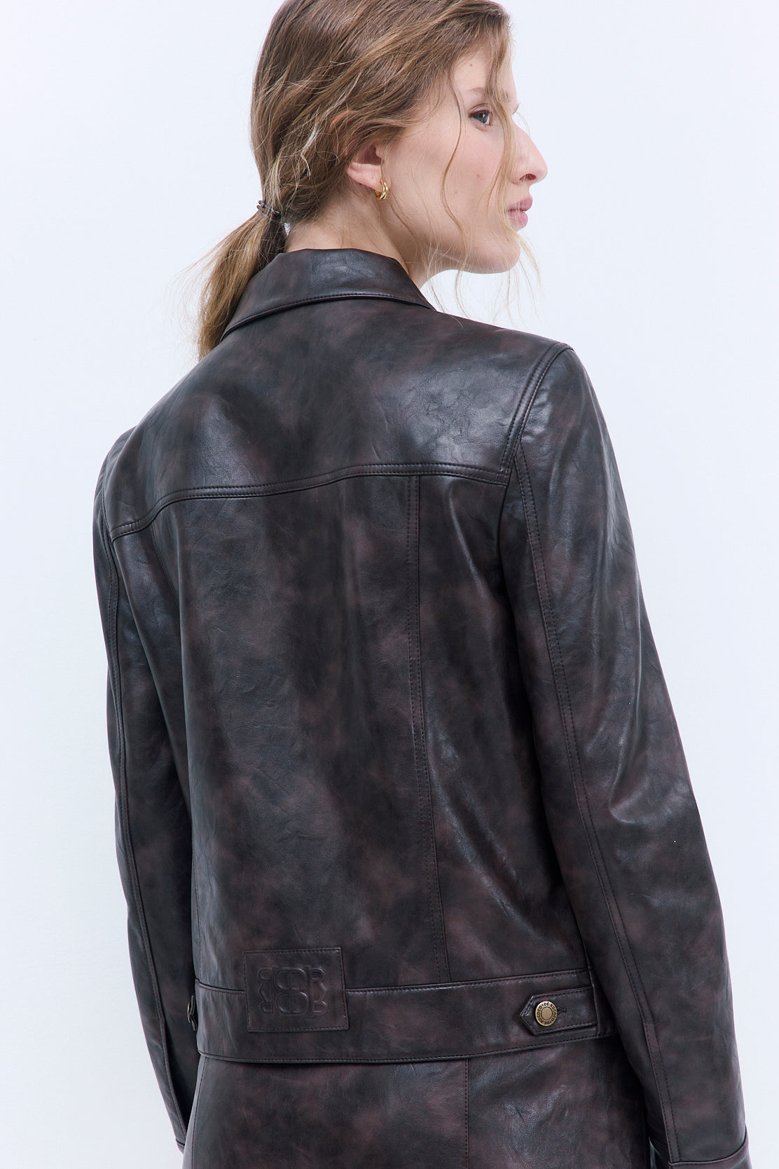 Vegan Leather Denim Fit Jacket