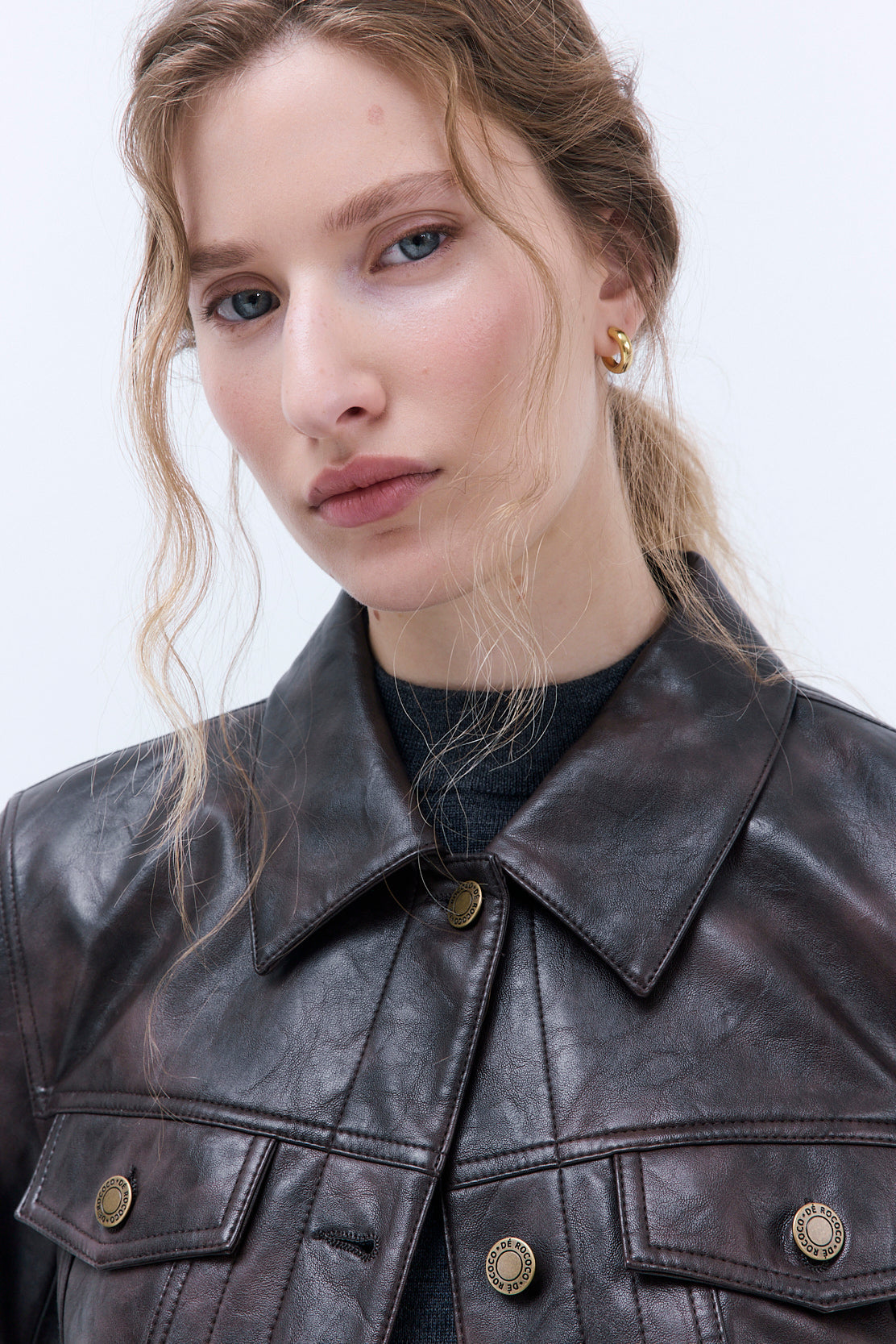 Vegan Leather Denim Fit Jacket