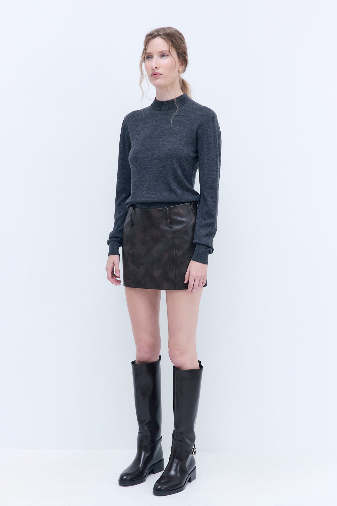 Fitted Vegan Leather Mini Skirt