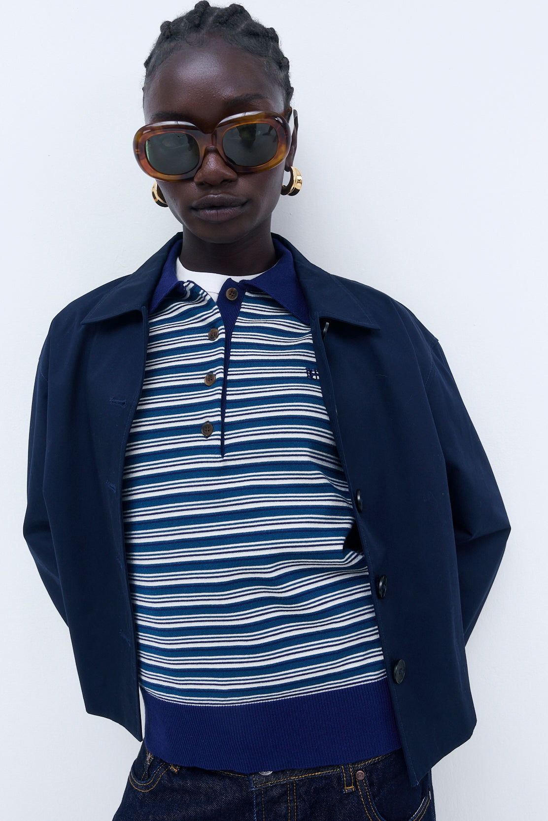 Long Sleeved Knitted Polo Shirt