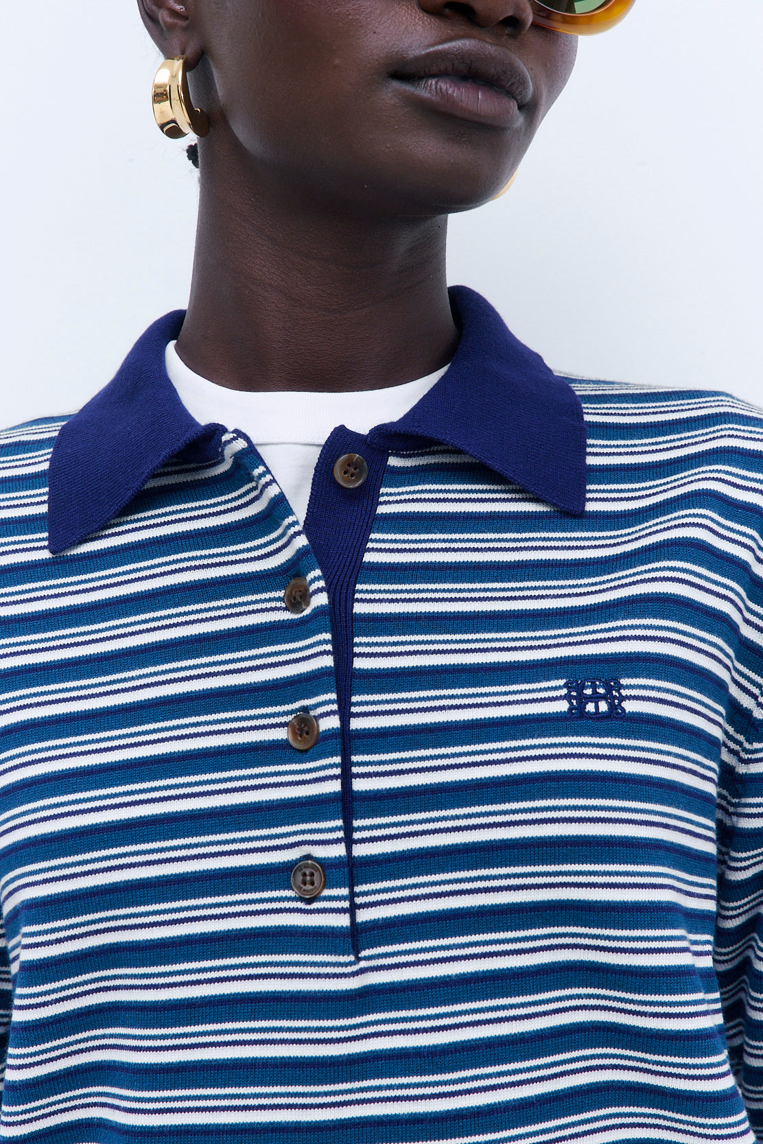 Long Sleeved Knitted Polo Shirt