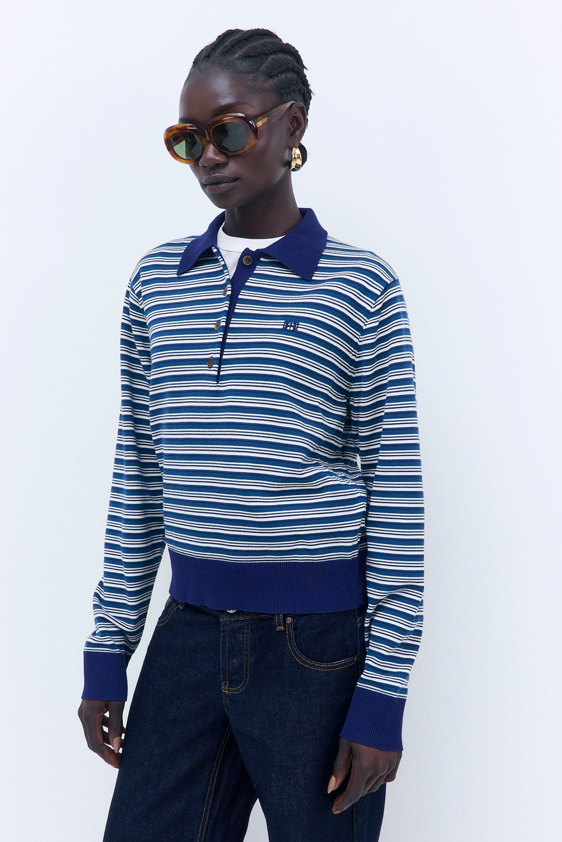 Long Sleeved Knitted Polo Shirt