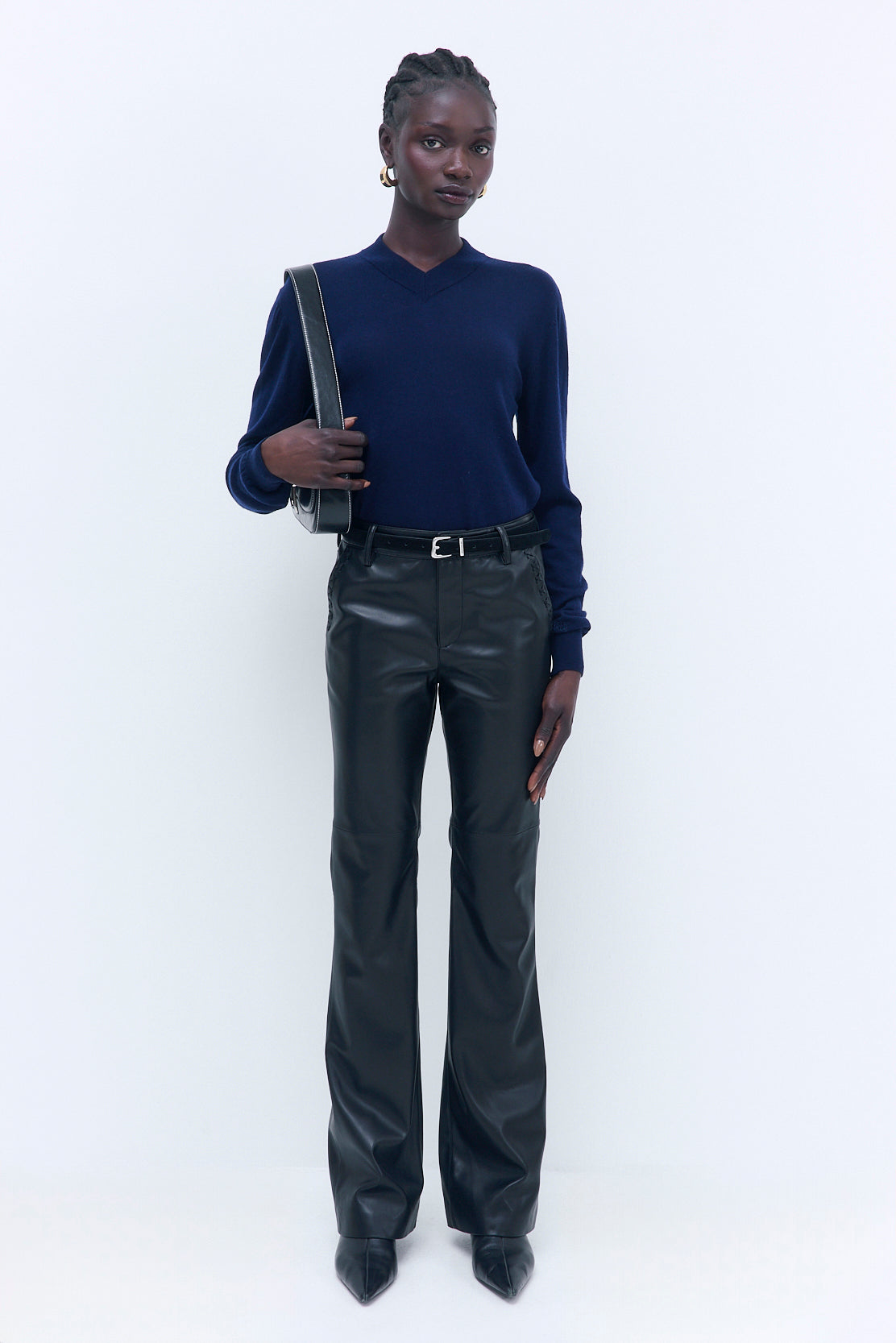 Stitch Detail Vegan Leather Pants